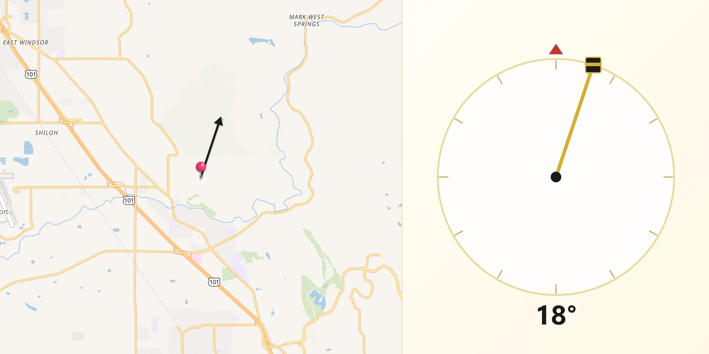 Qibla Direction from Larkfield-Wikiup