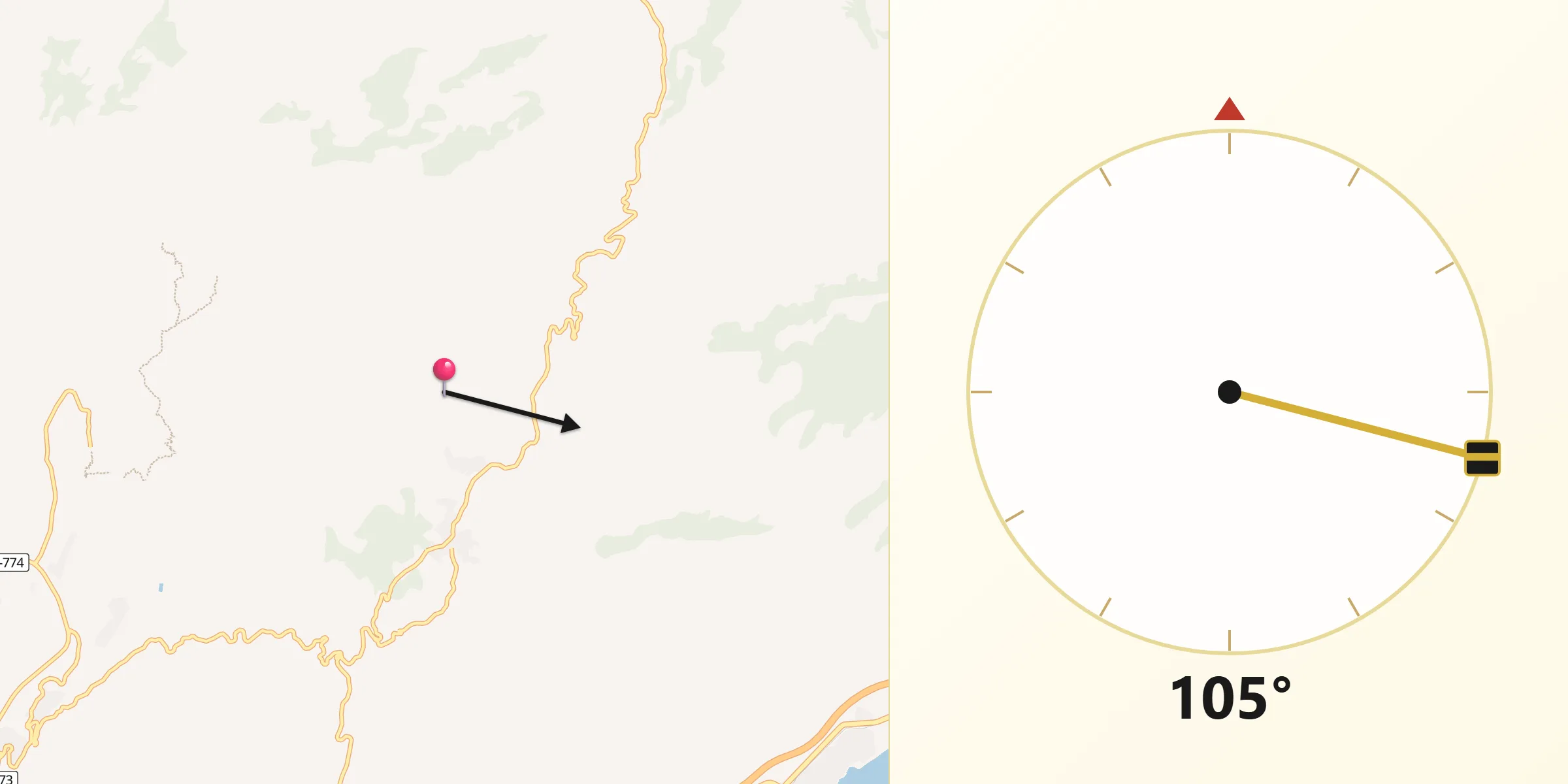 Dirección de la Qibla desde Aigües