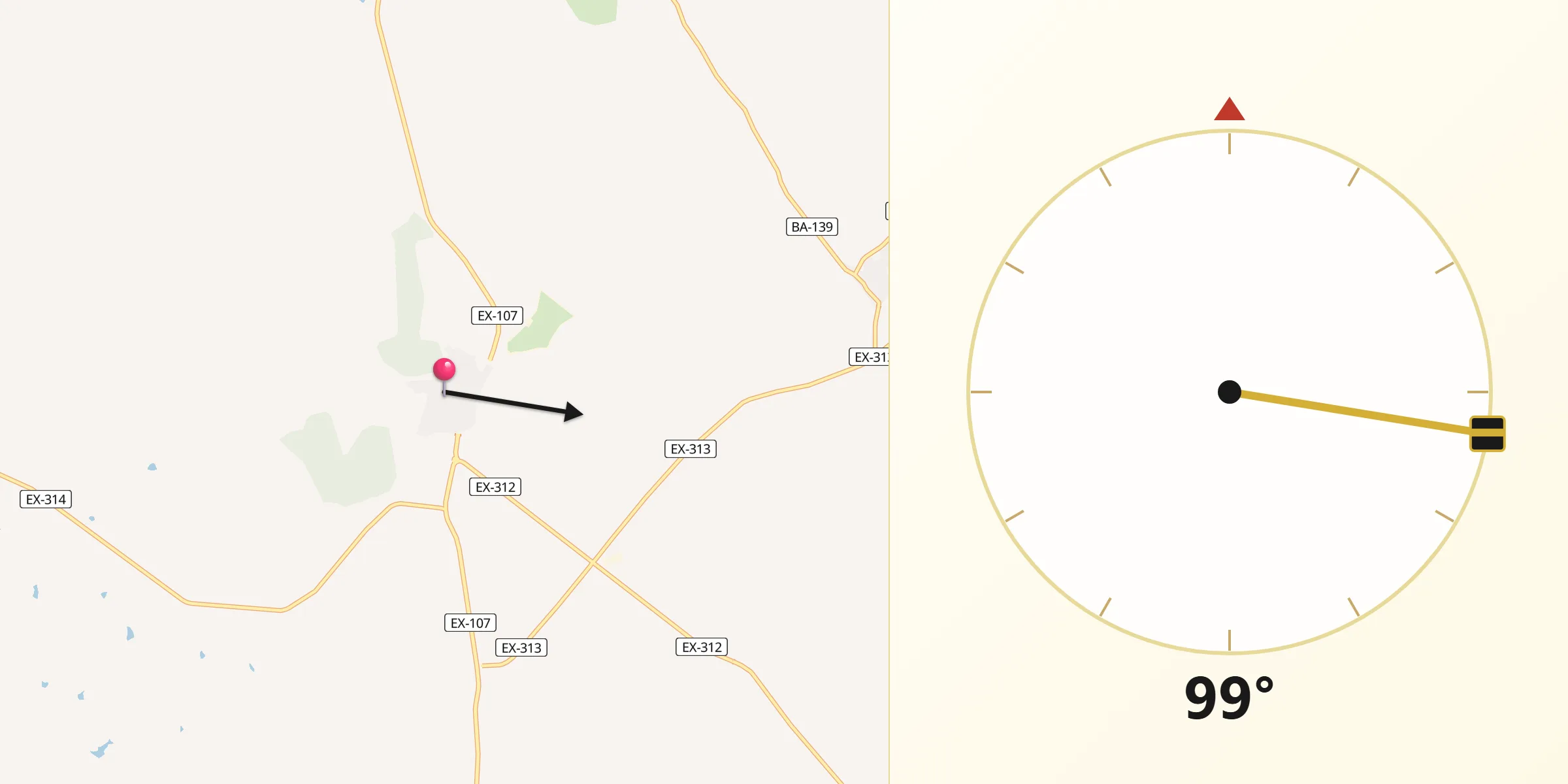 Dirección de la Qibla desde Alconchel