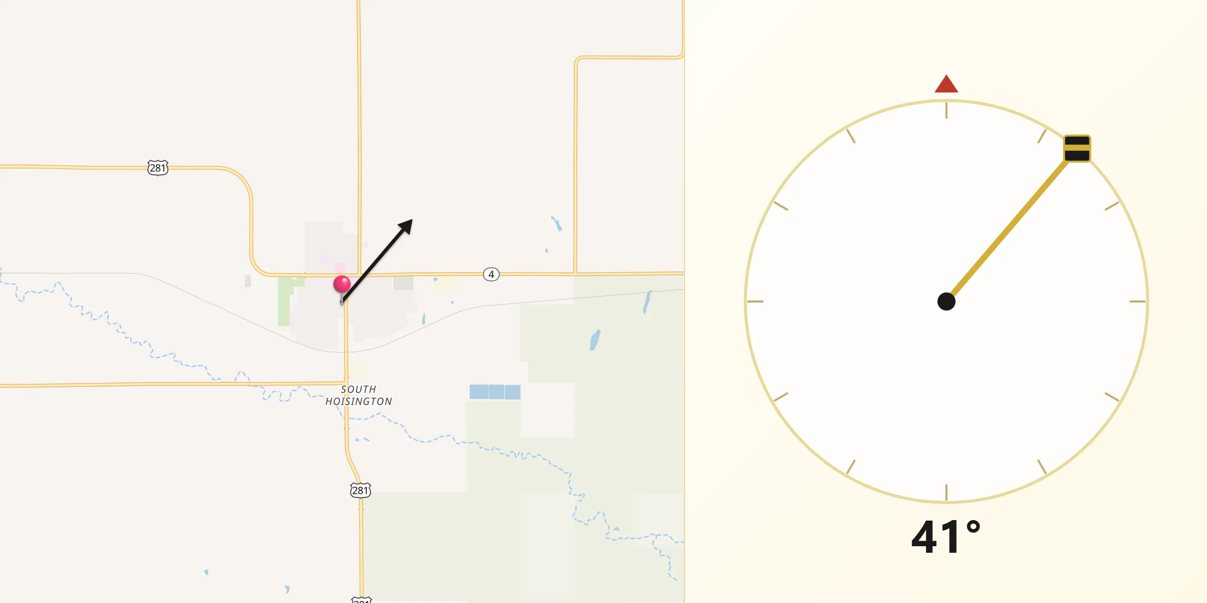 Qibla Direction from Hoisington