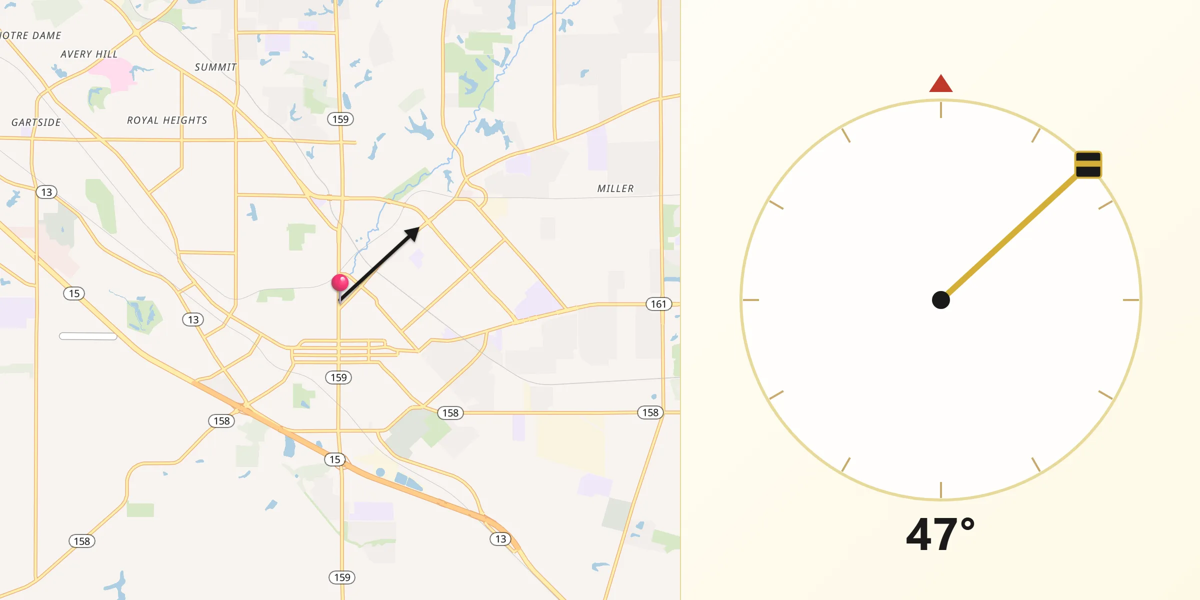 Qibla Direction from Belleville