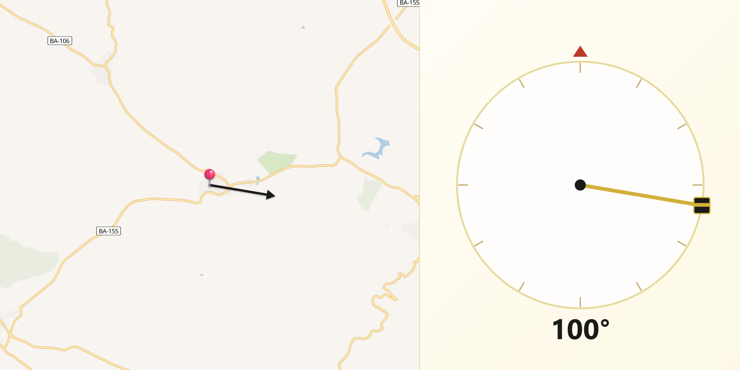 Dirección de la Qibla desde La Parra