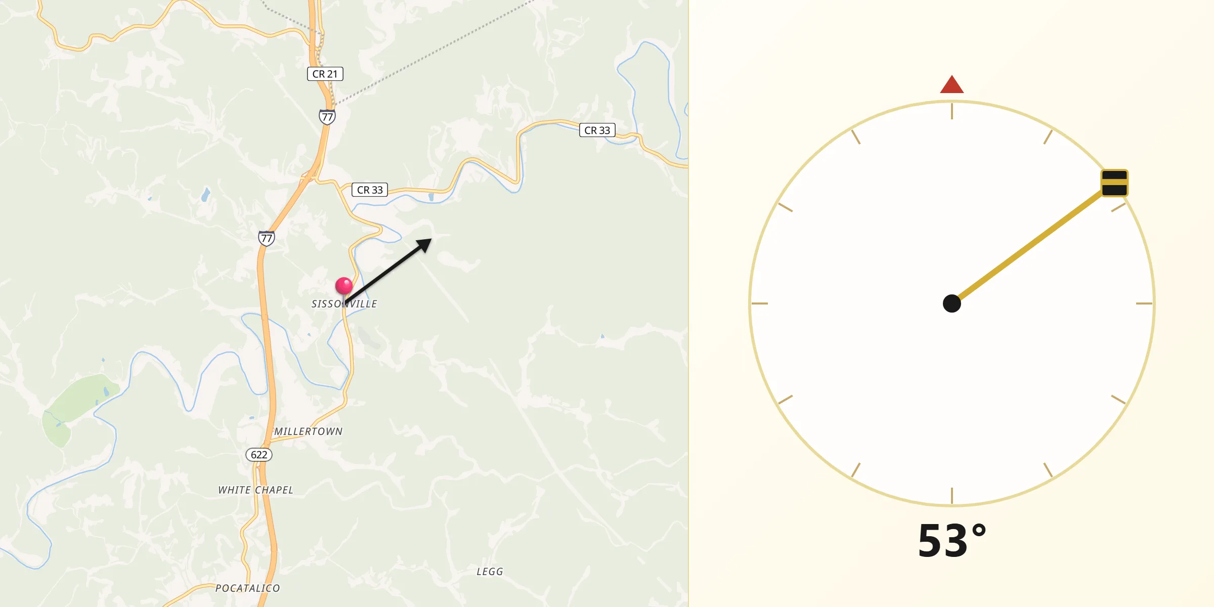 Qibla Direction from Sissonville