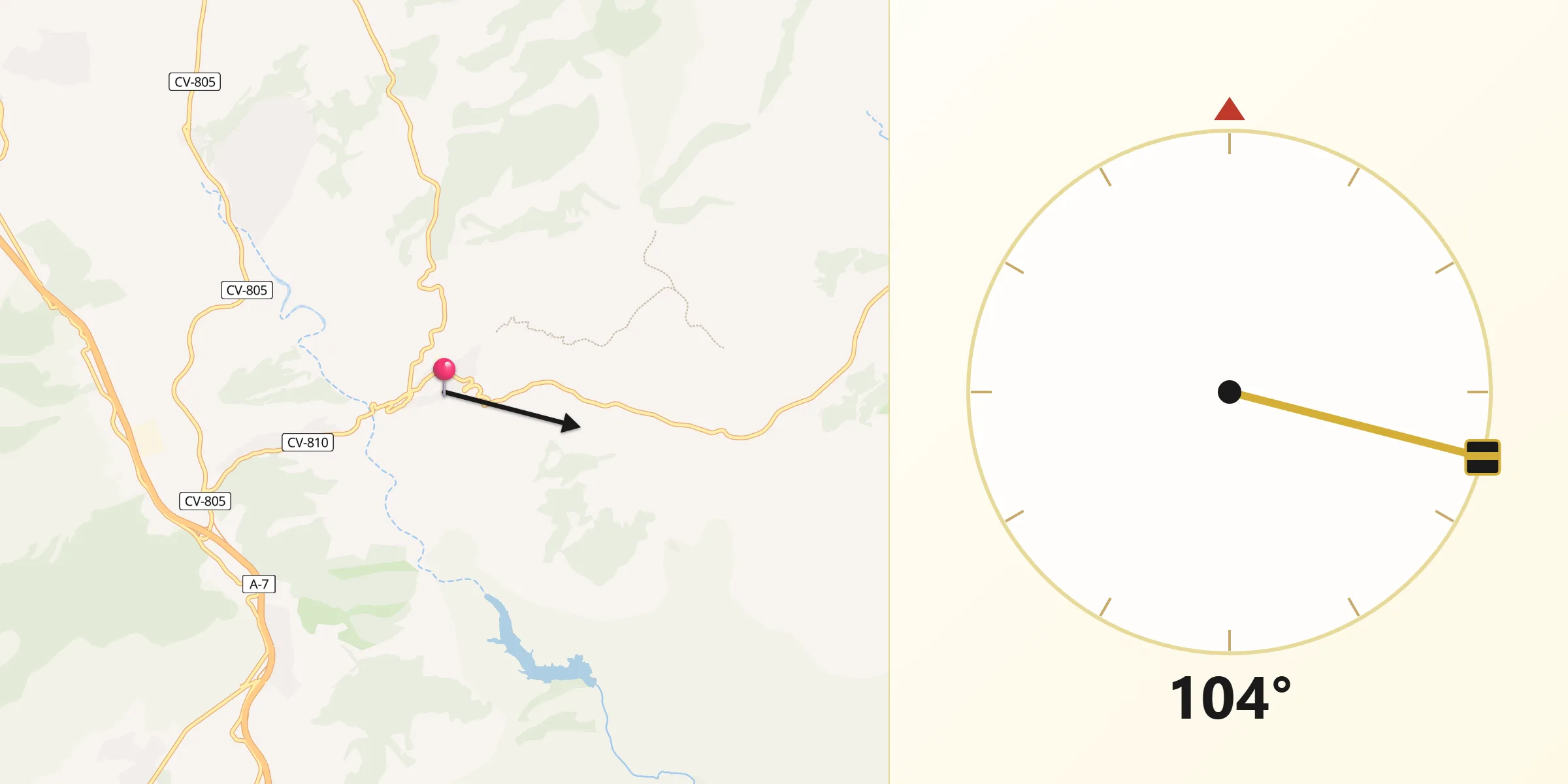 Dirección de la Qibla desde Tibi