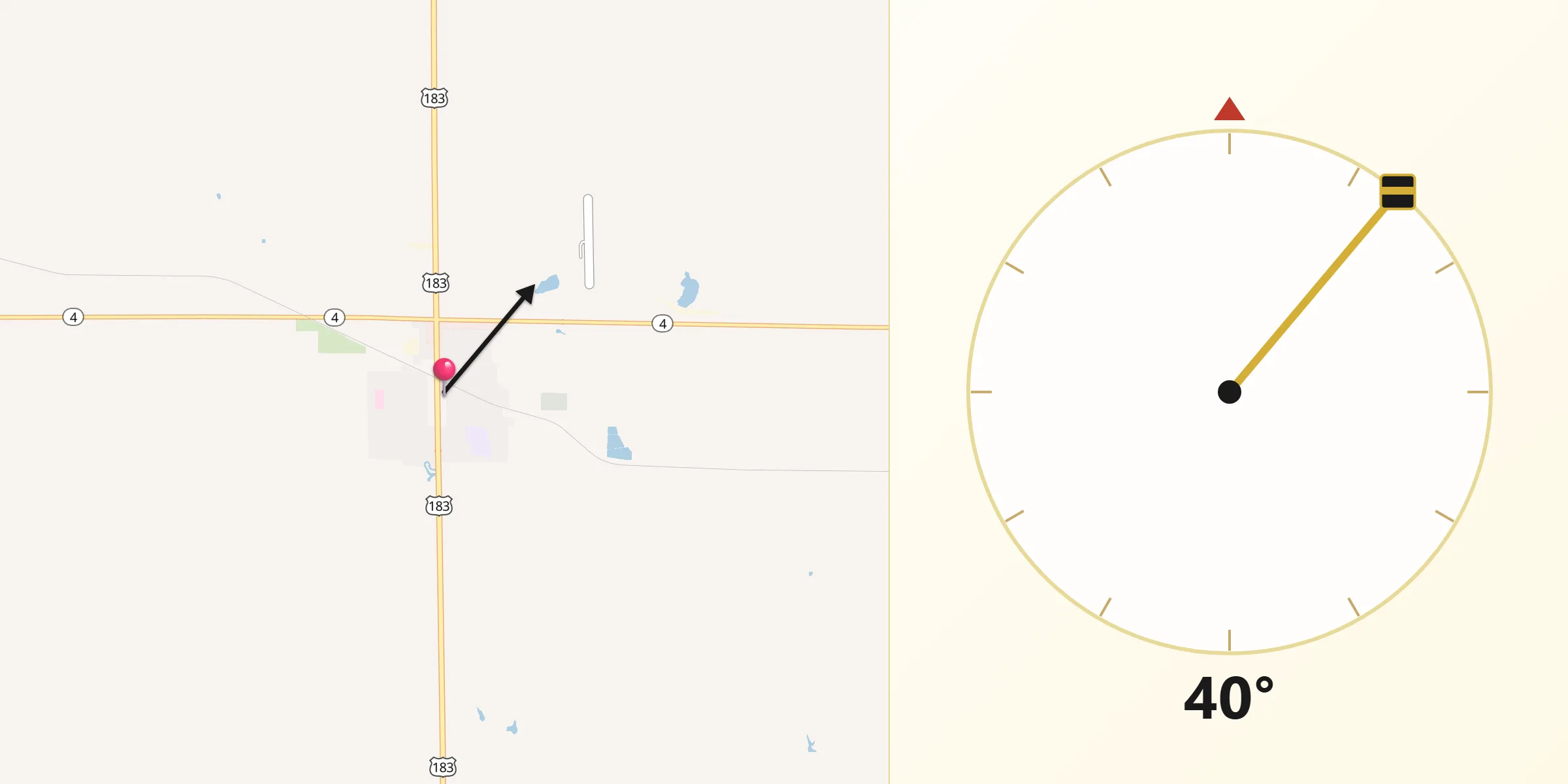 Qibla Direction from La Crosse