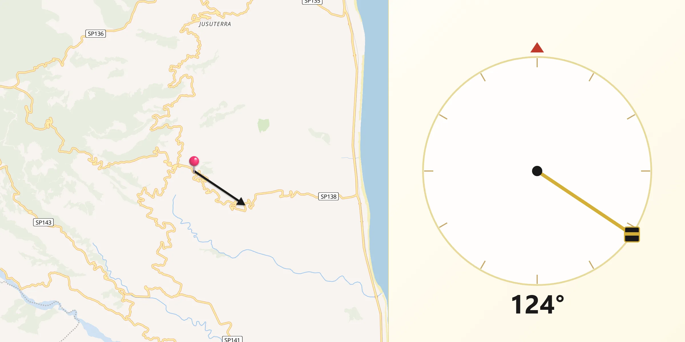 Direzione della Qibla da Santa Caterina dello Ionio