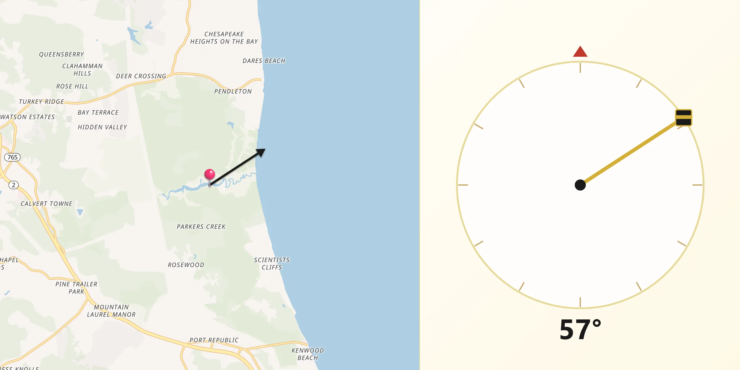 Qibla Direction from Calvert