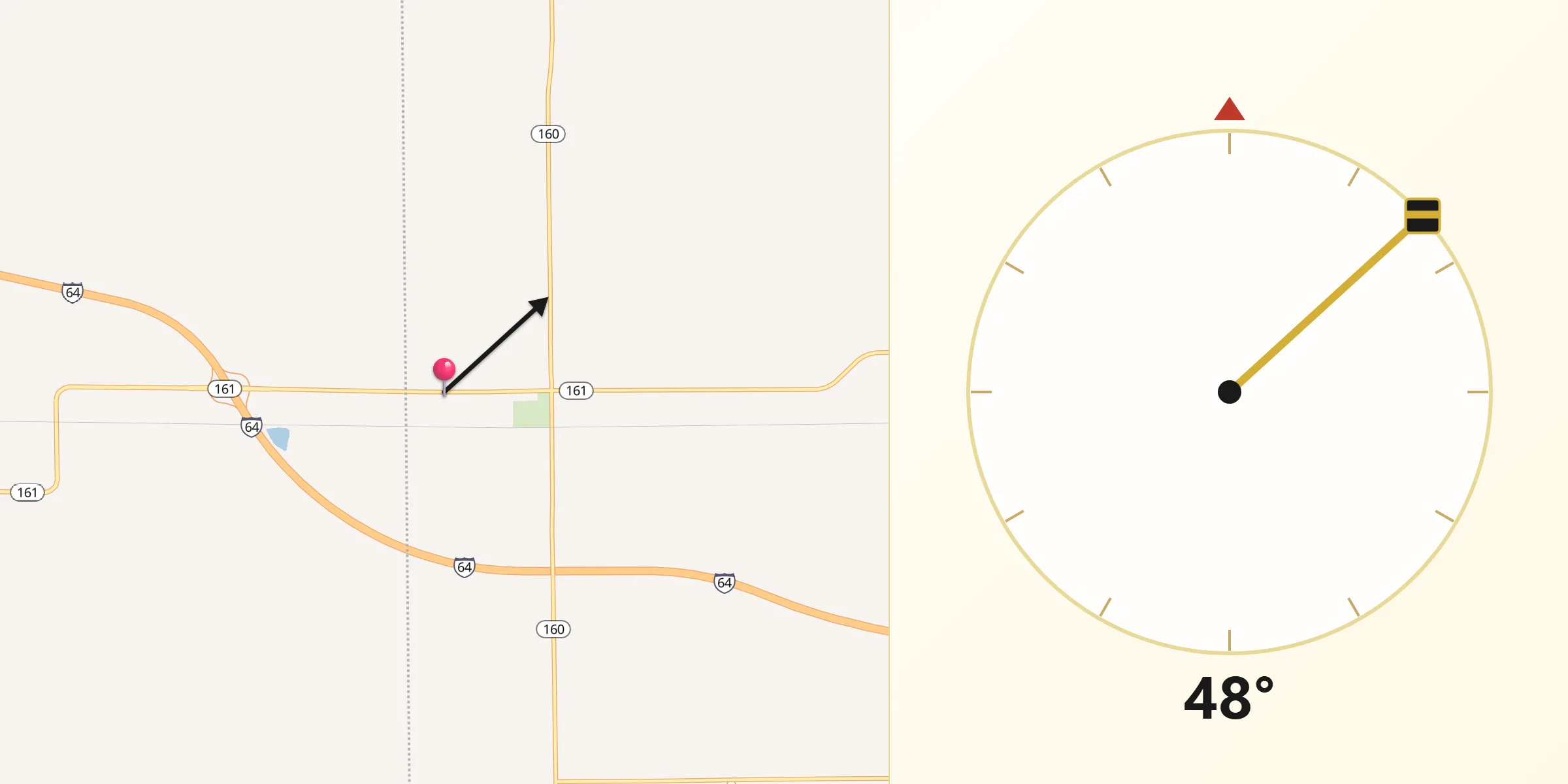 Qibla Direction from New Baden