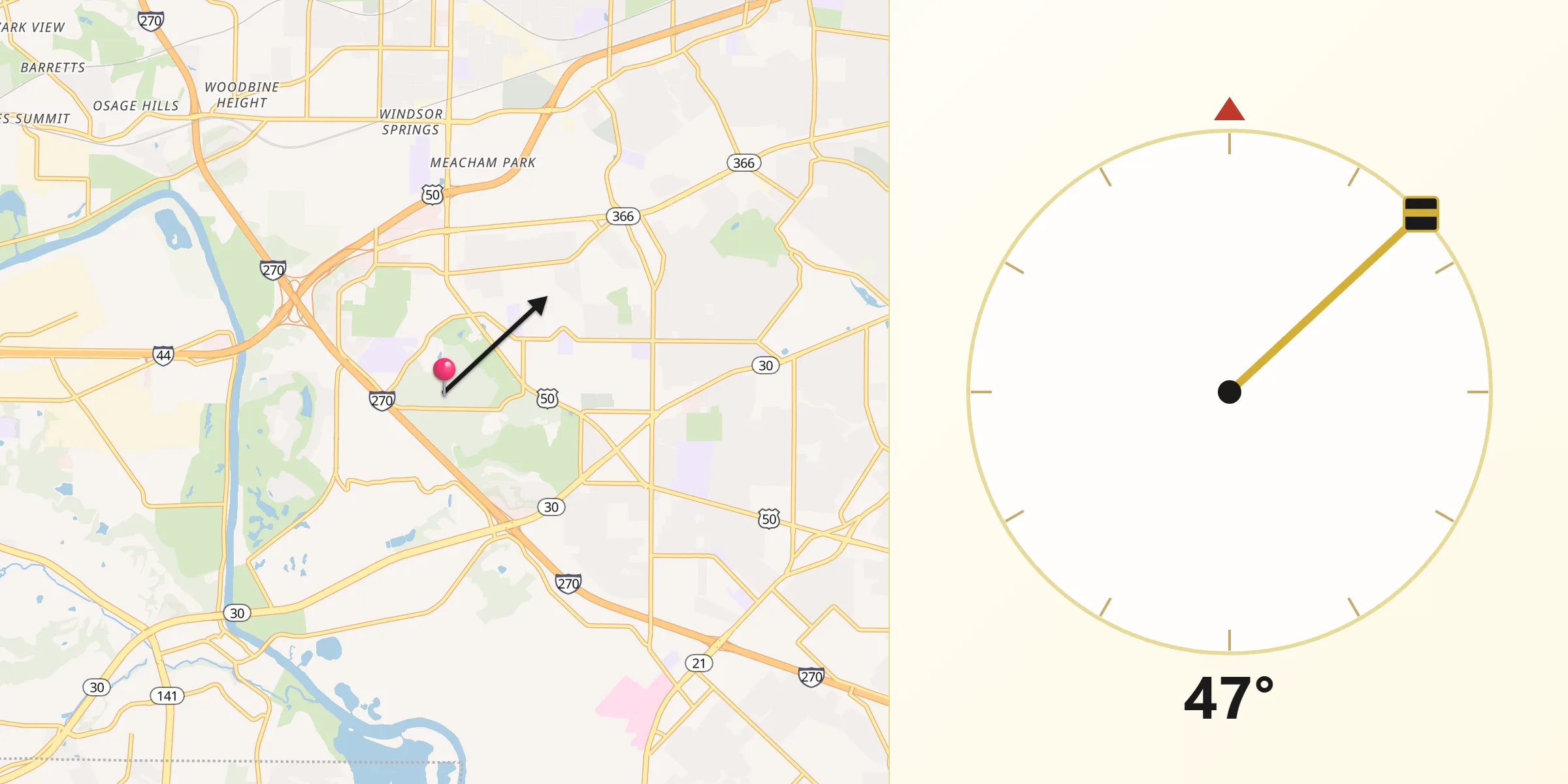 Qibla Direction from Sunset Hills