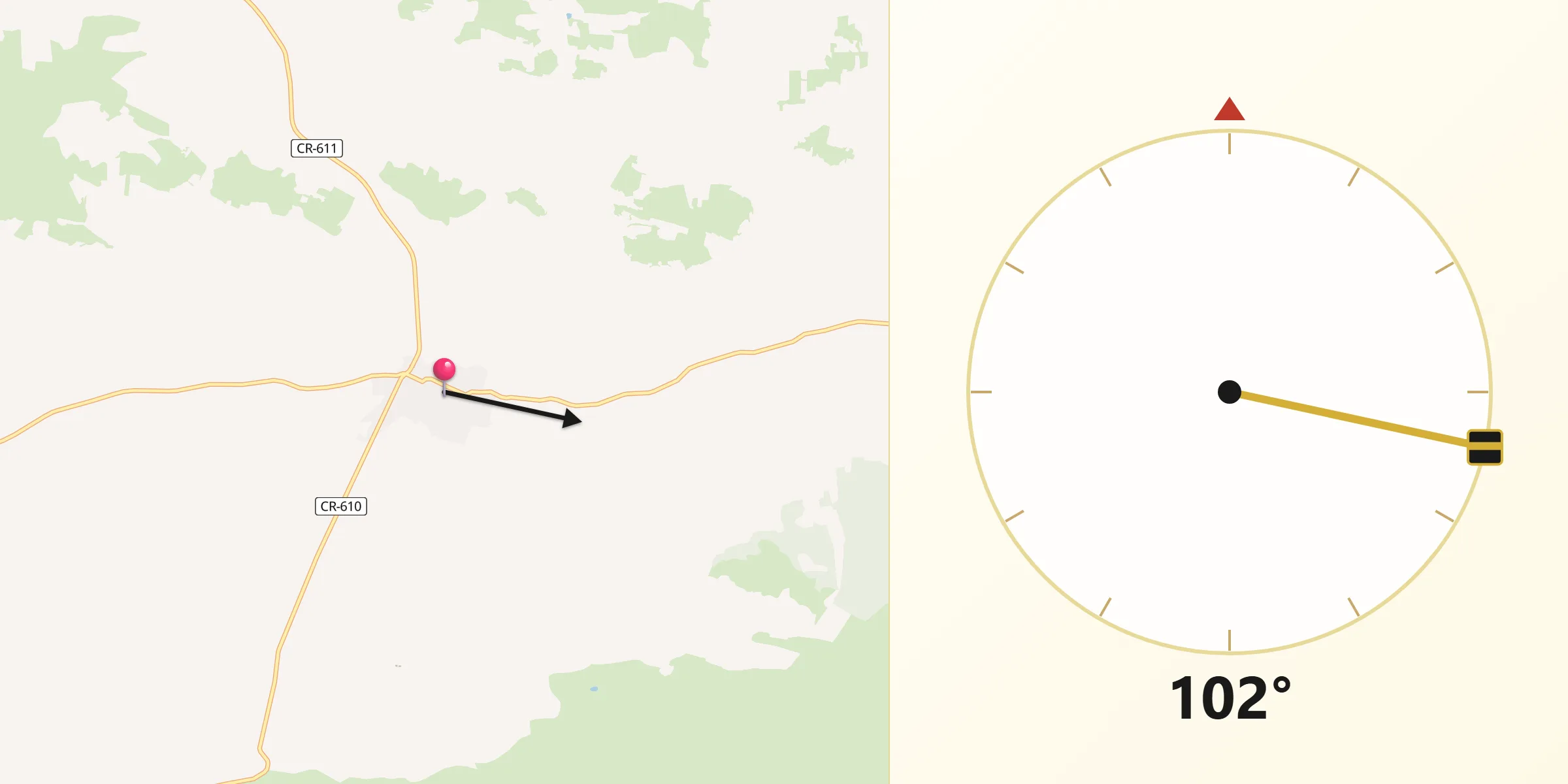 Dirección de la Qibla desde Castellar de Santiago