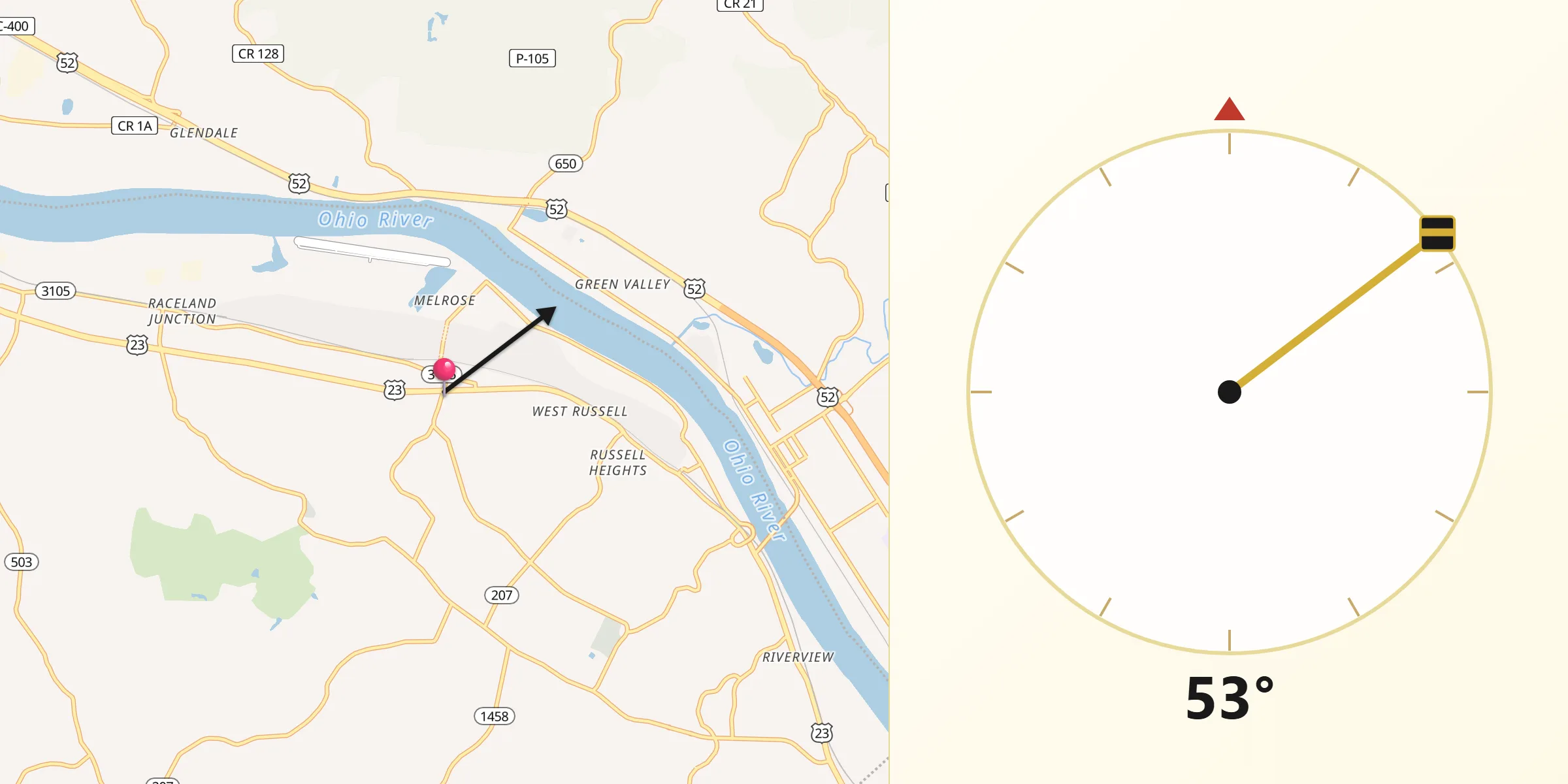 Qibla Direction from Raceland