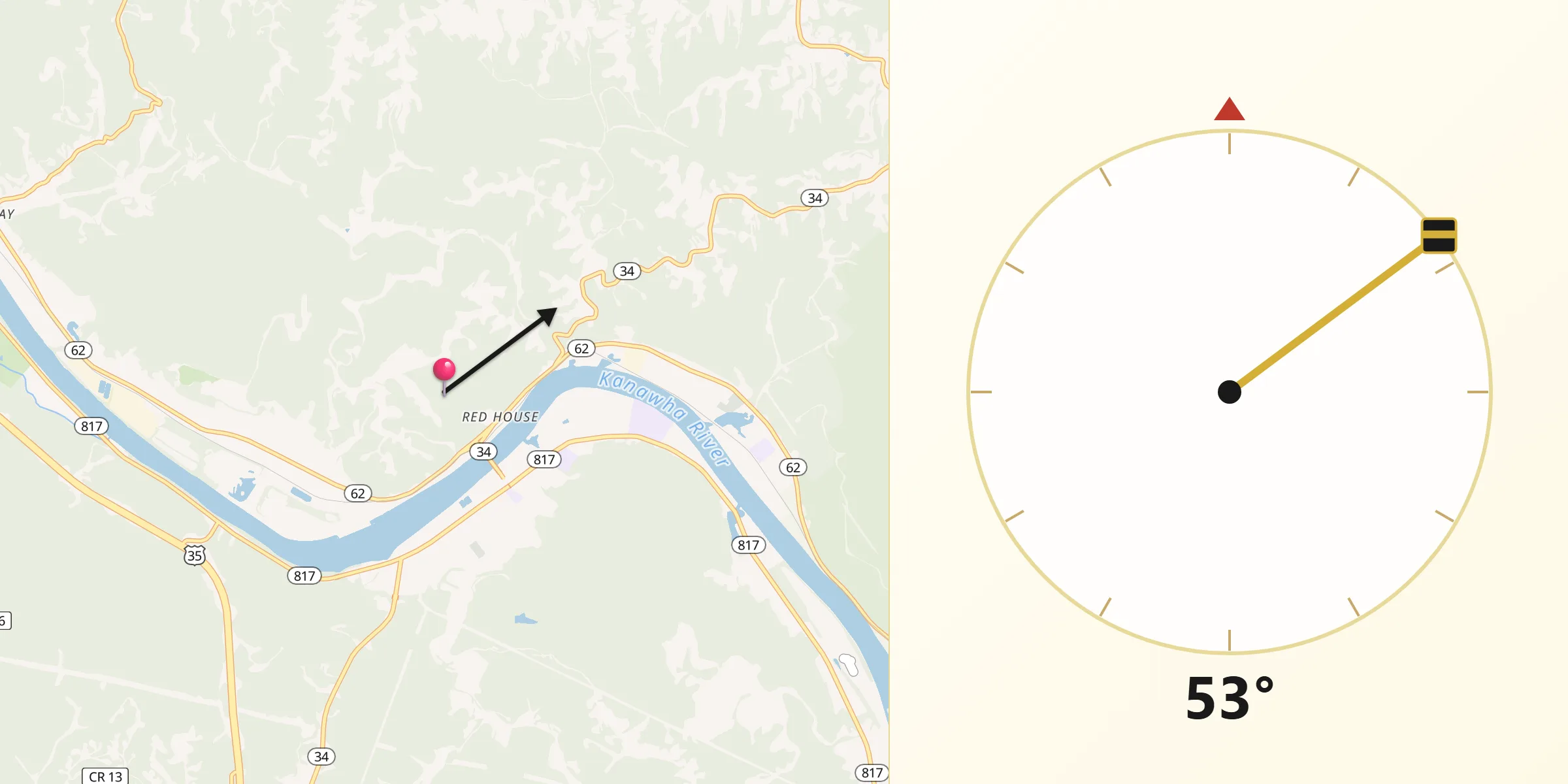 Qibla Direction from Red House