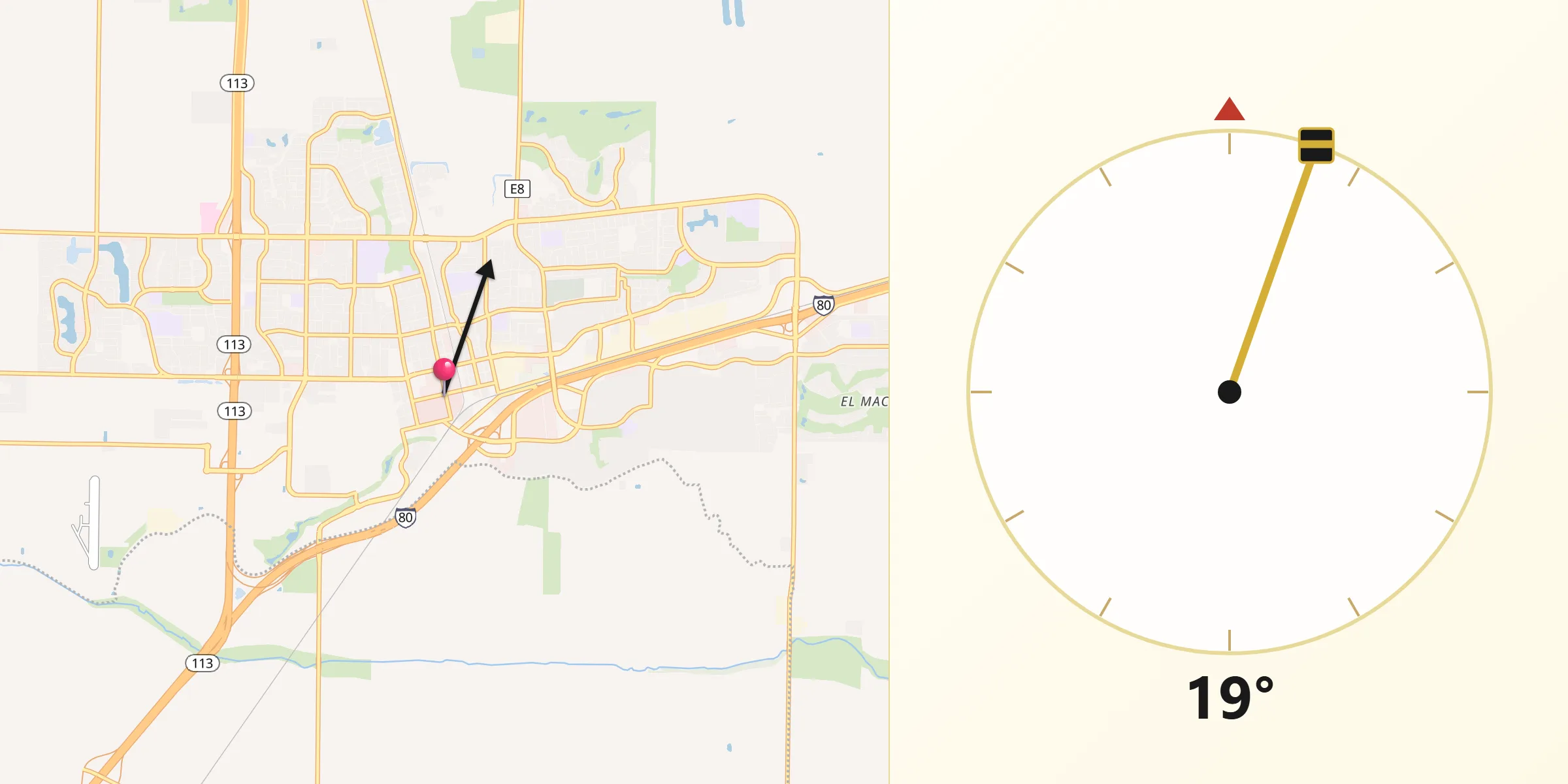 Qibla Direction from Davis