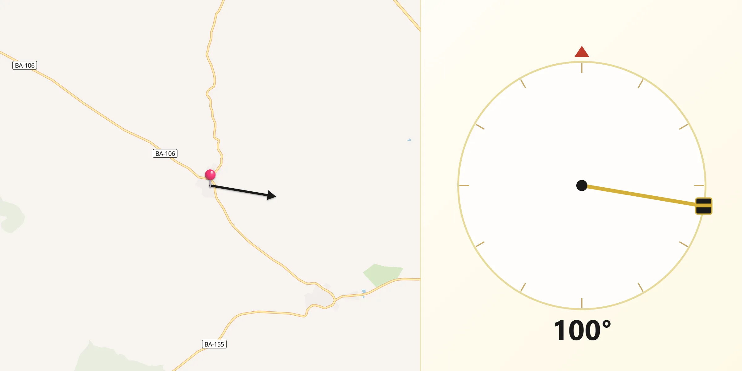 Dirección de la Qibla desde La Morera