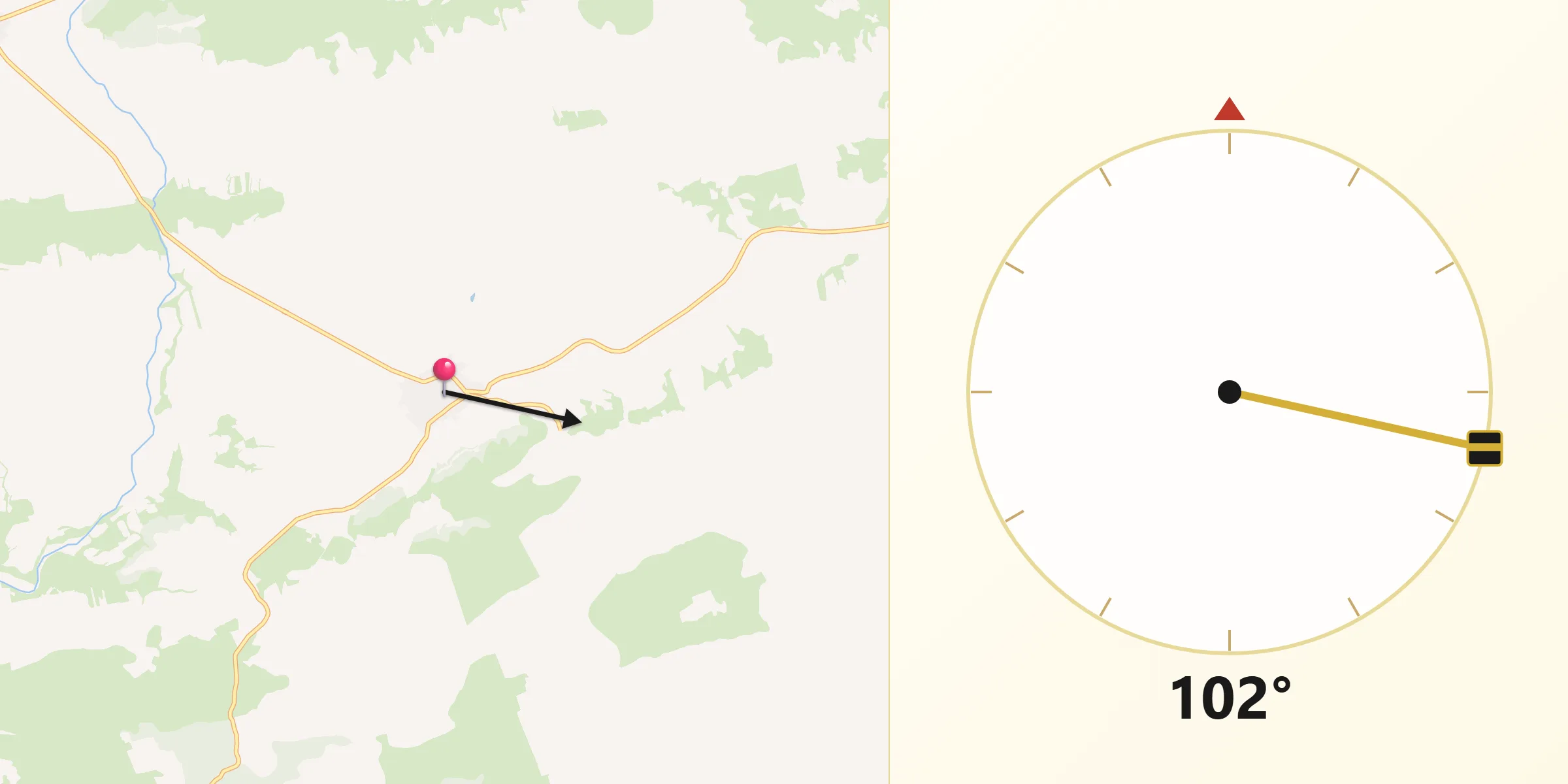 Dirección de la Qibla desde Villamanrique