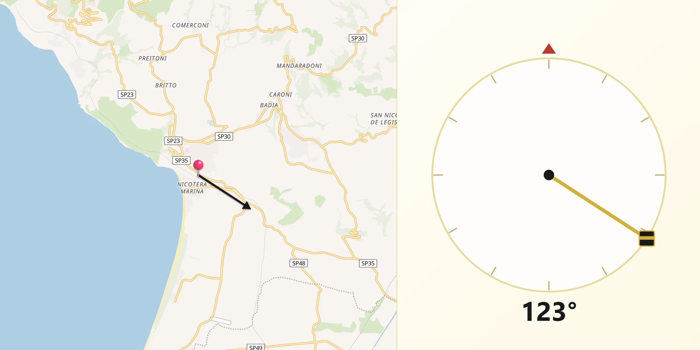 Direzione della Qibla da Nicotera