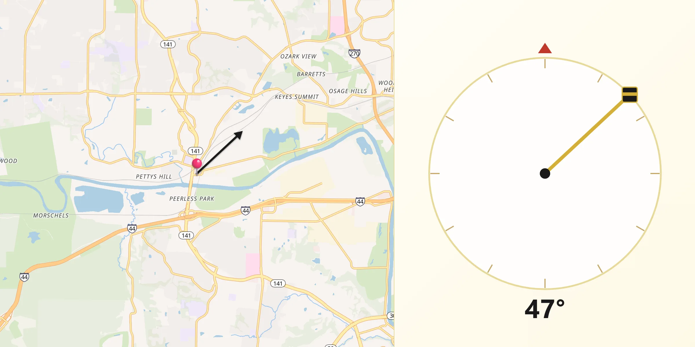 Qibla Direction from Valley Park