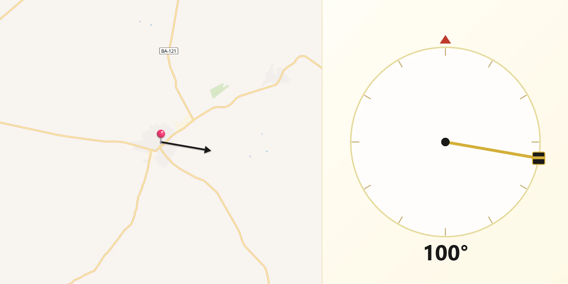 Dirección de la Qibla desde Ribera del Fresno