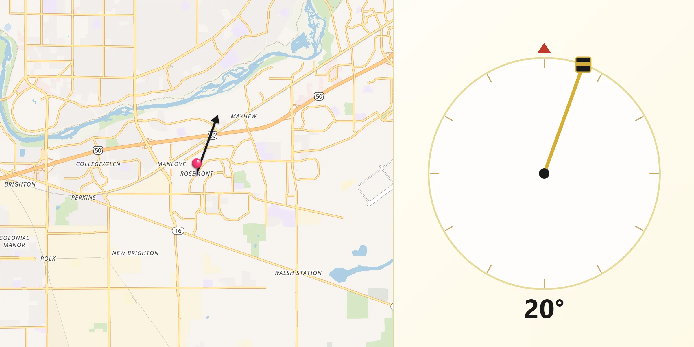 Qibla Direction from Rosemont