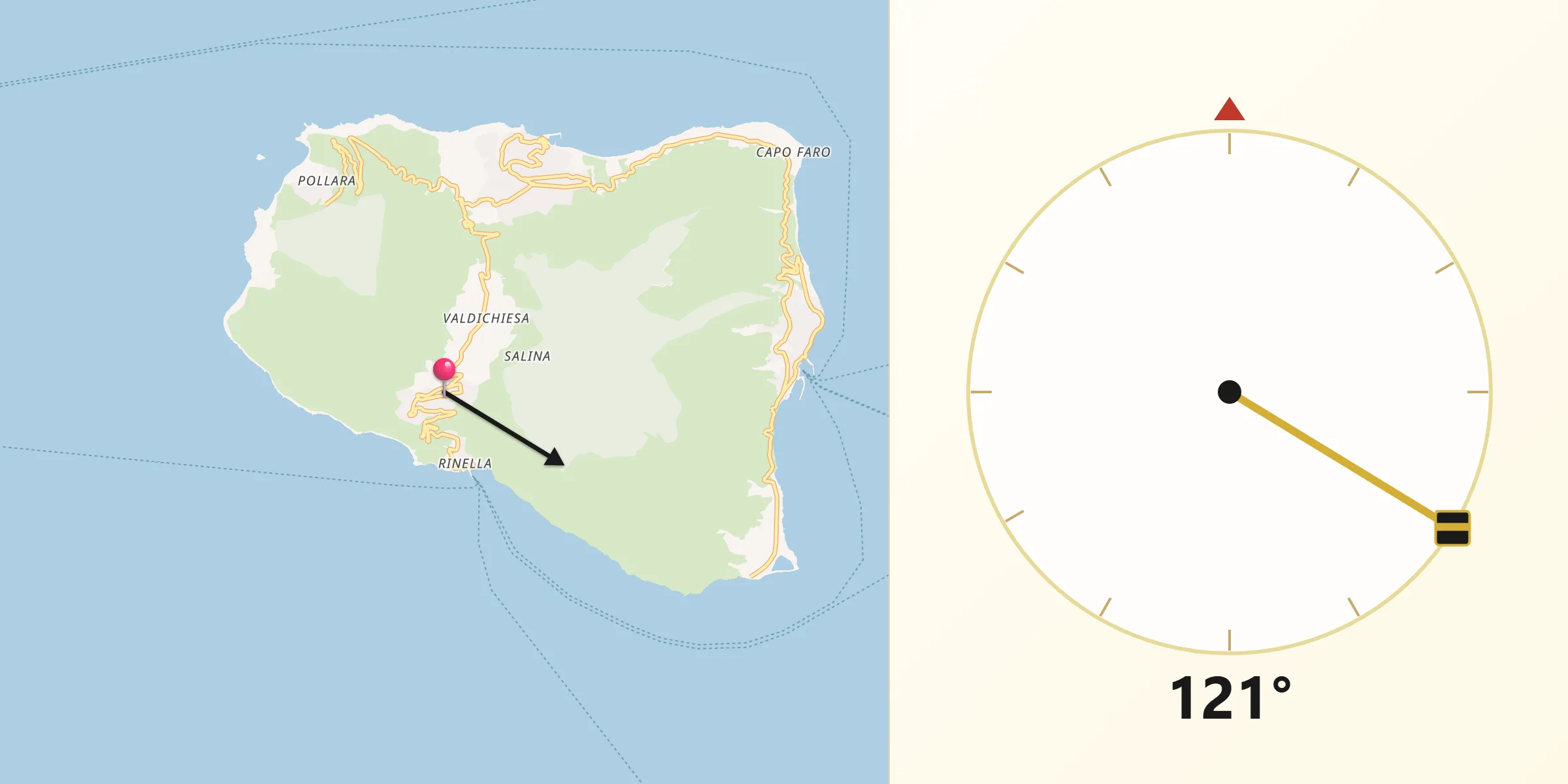 Direzione della Qibla da Leni