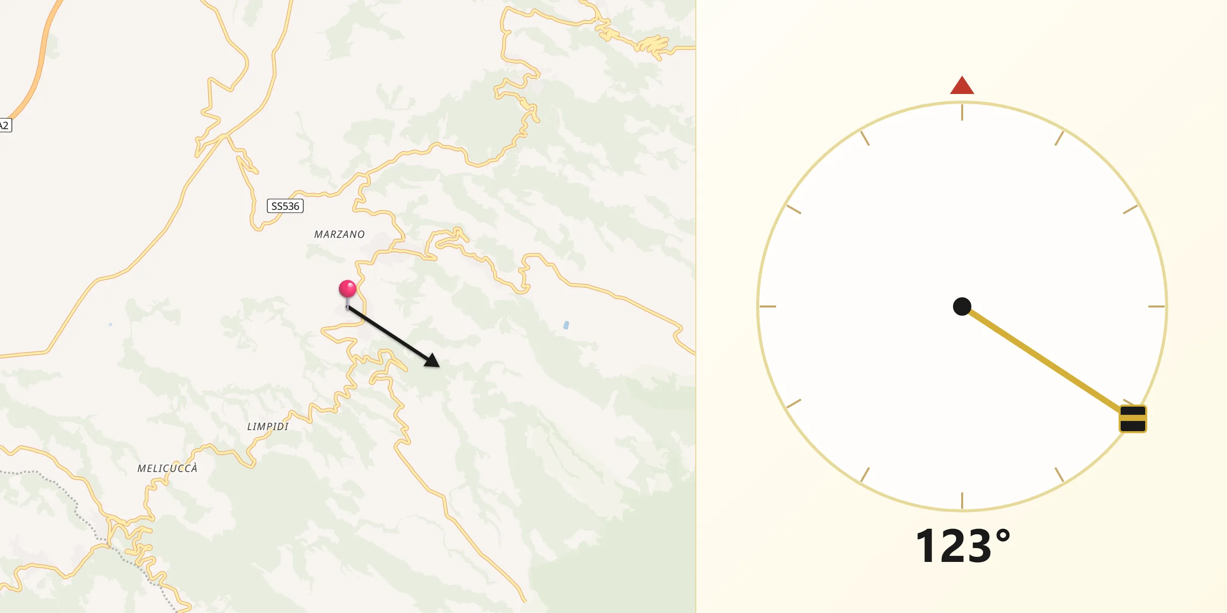 Direzione della Qibla da Acquaro