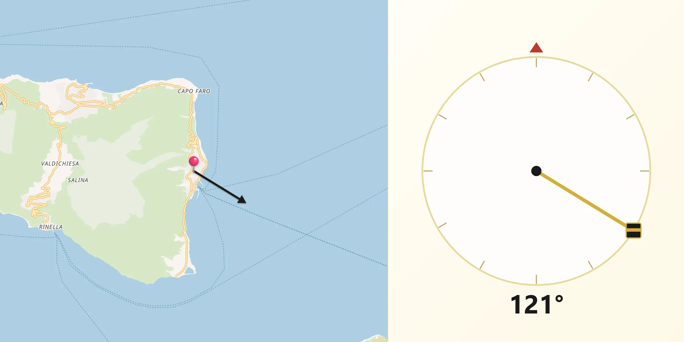 Direzione della Qibla da Santa Marina Salina