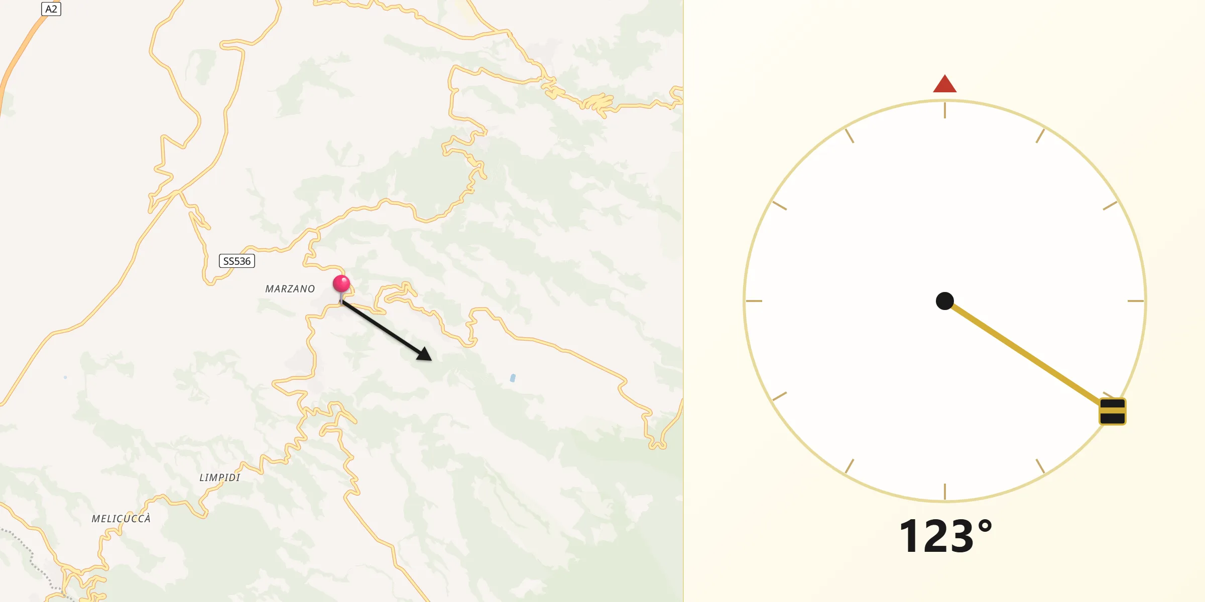 Direzione della Qibla da Dasà