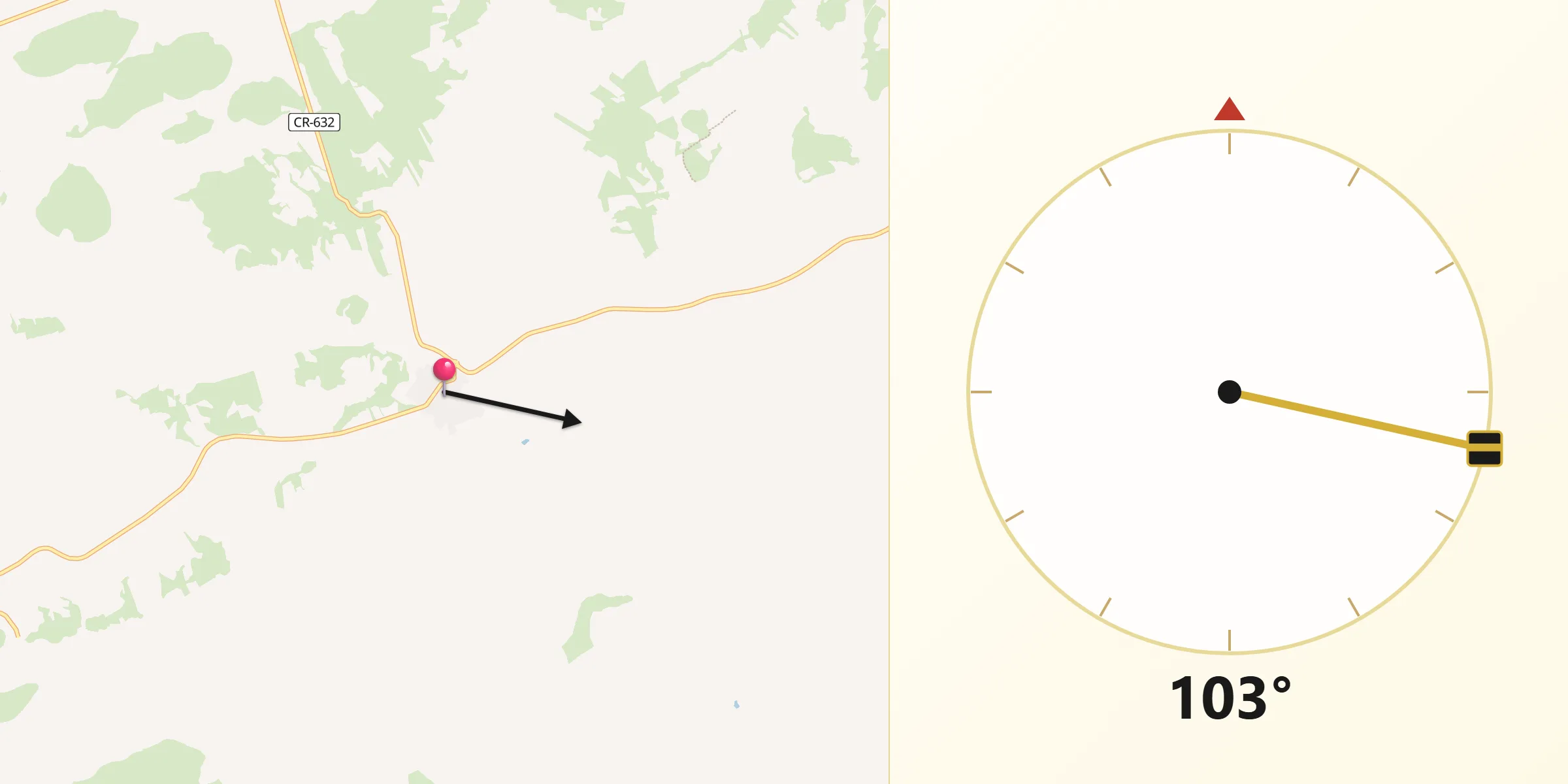 Dirección de la Qibla desde Puebla del Príncipe
