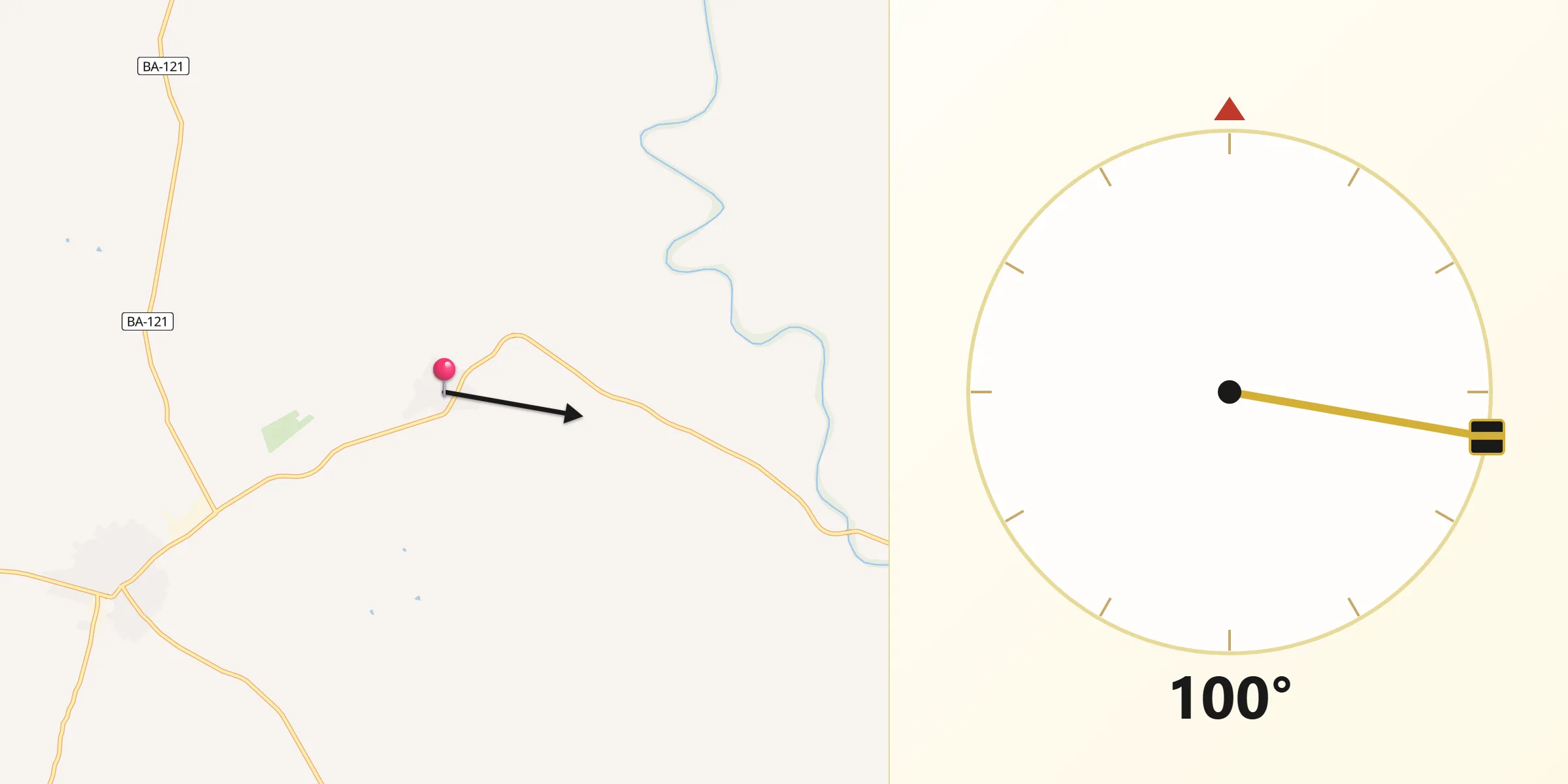 Dirección de la Qibla desde Puebla del Prior
