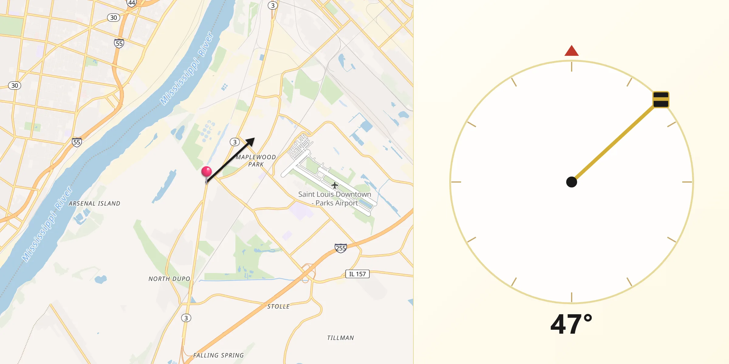 Qibla Direction from Cahokia