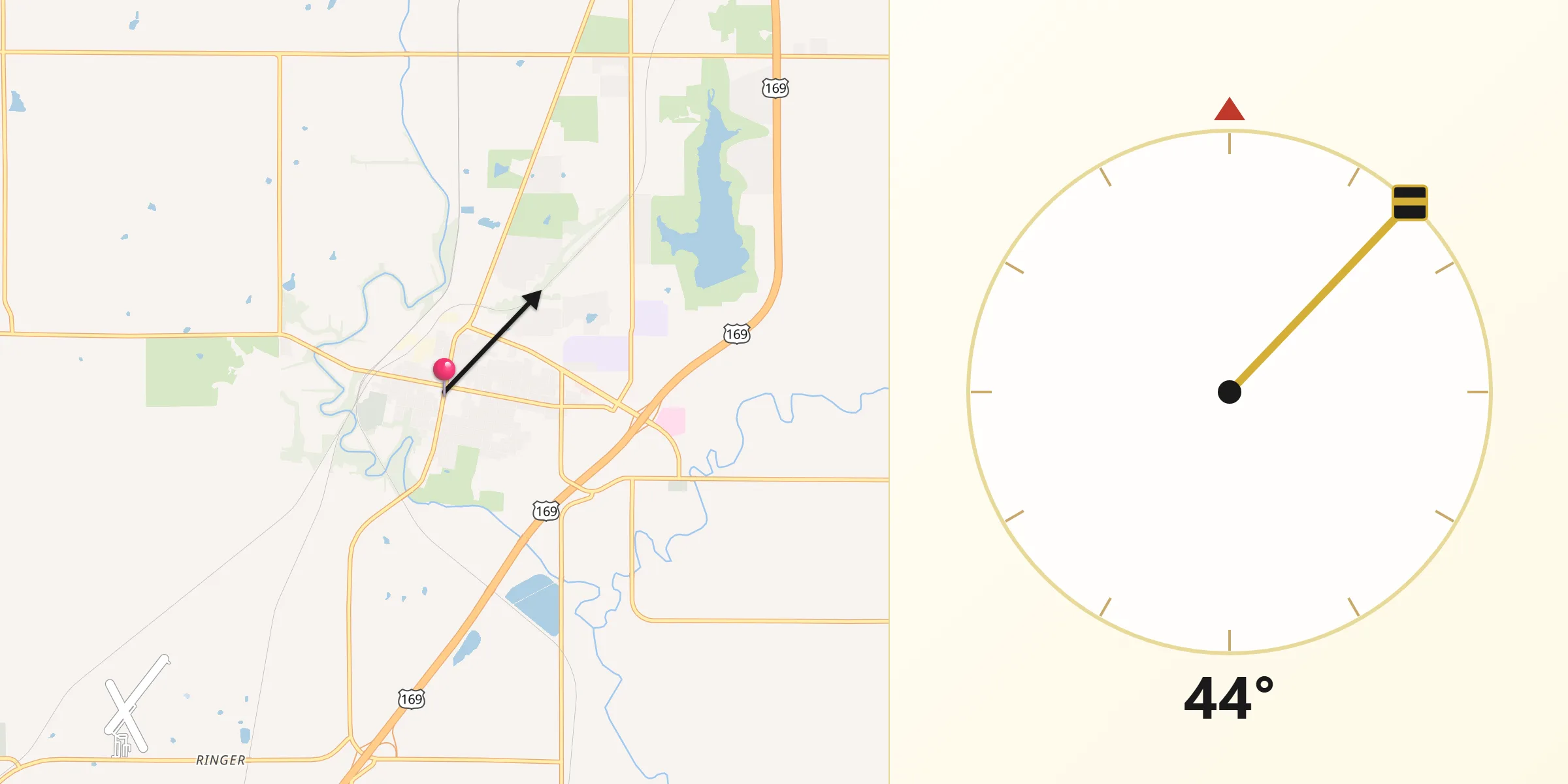 Qibla Direction from Paola