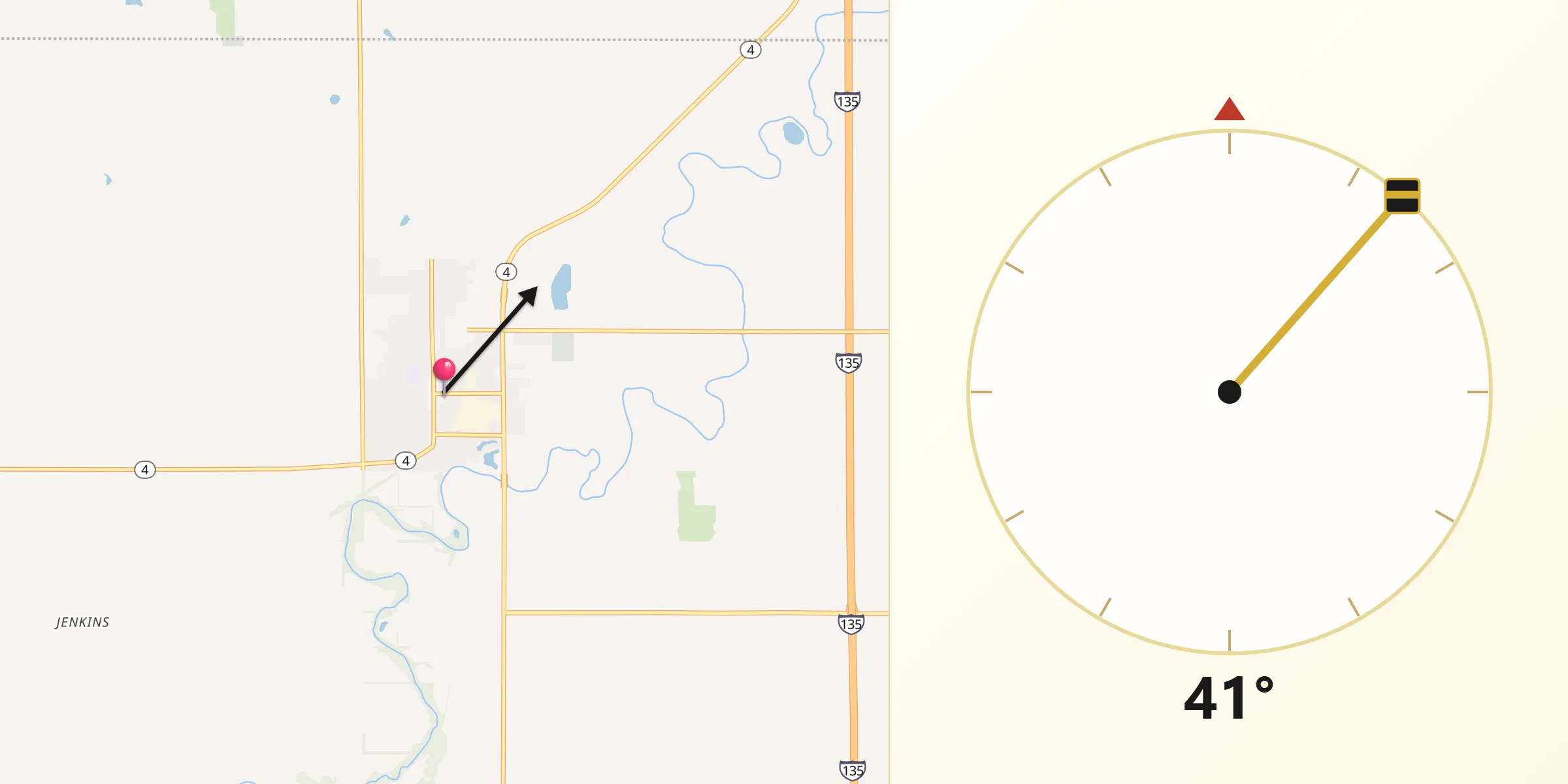 Qibla Direction from Lindsborg