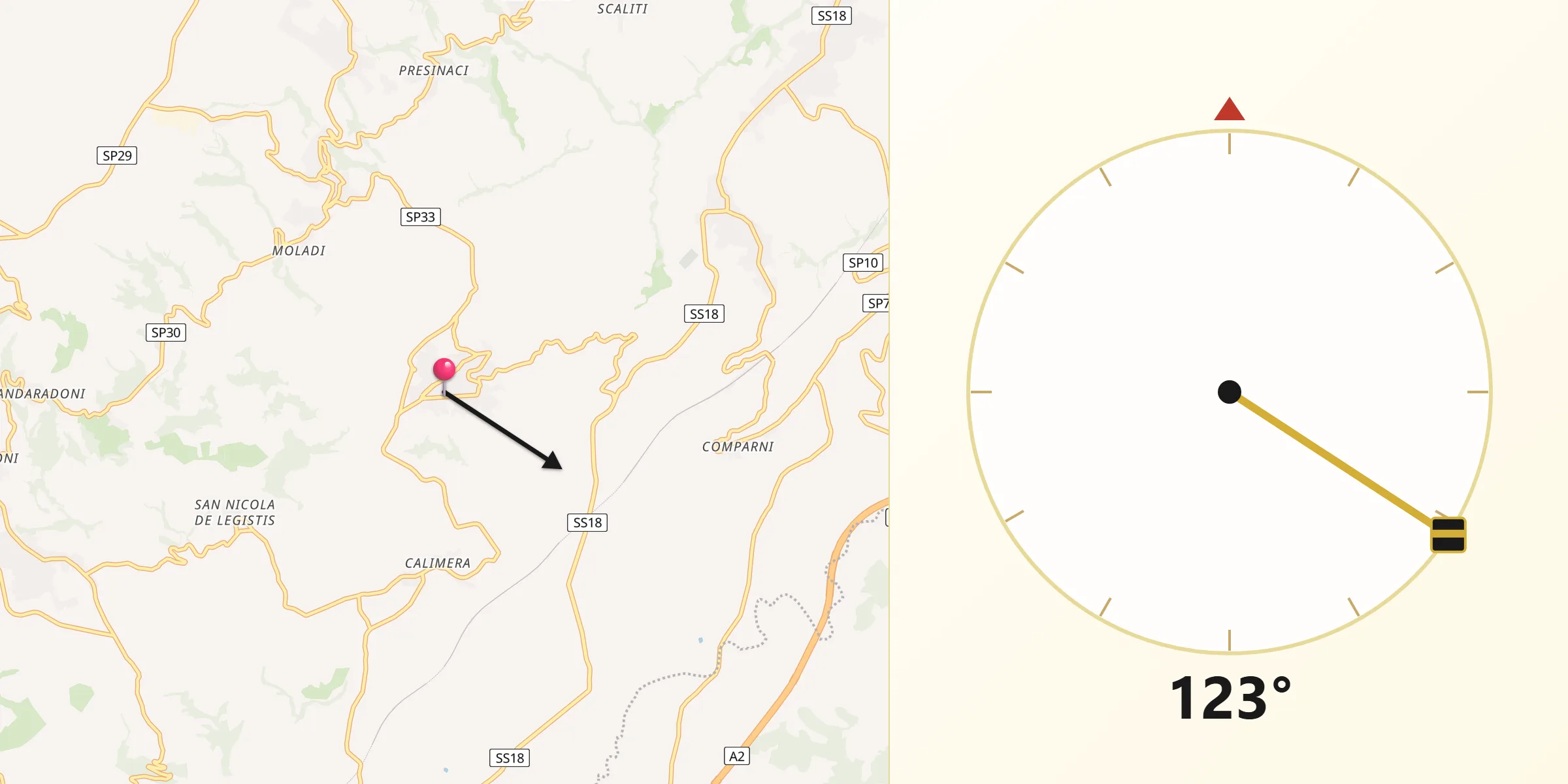 Direzione della Qibla da San Calogero