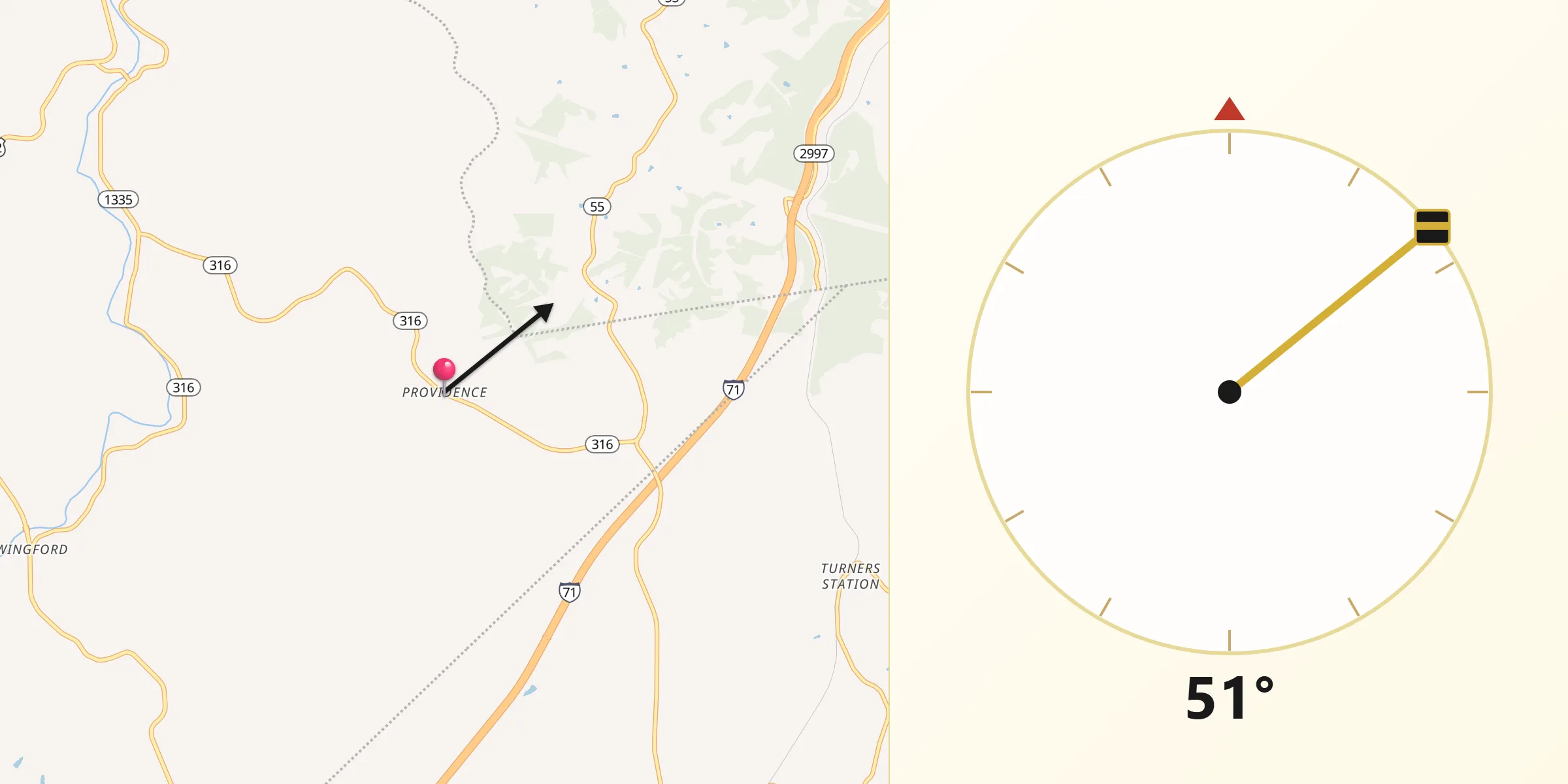 Qibla Direction from Providence