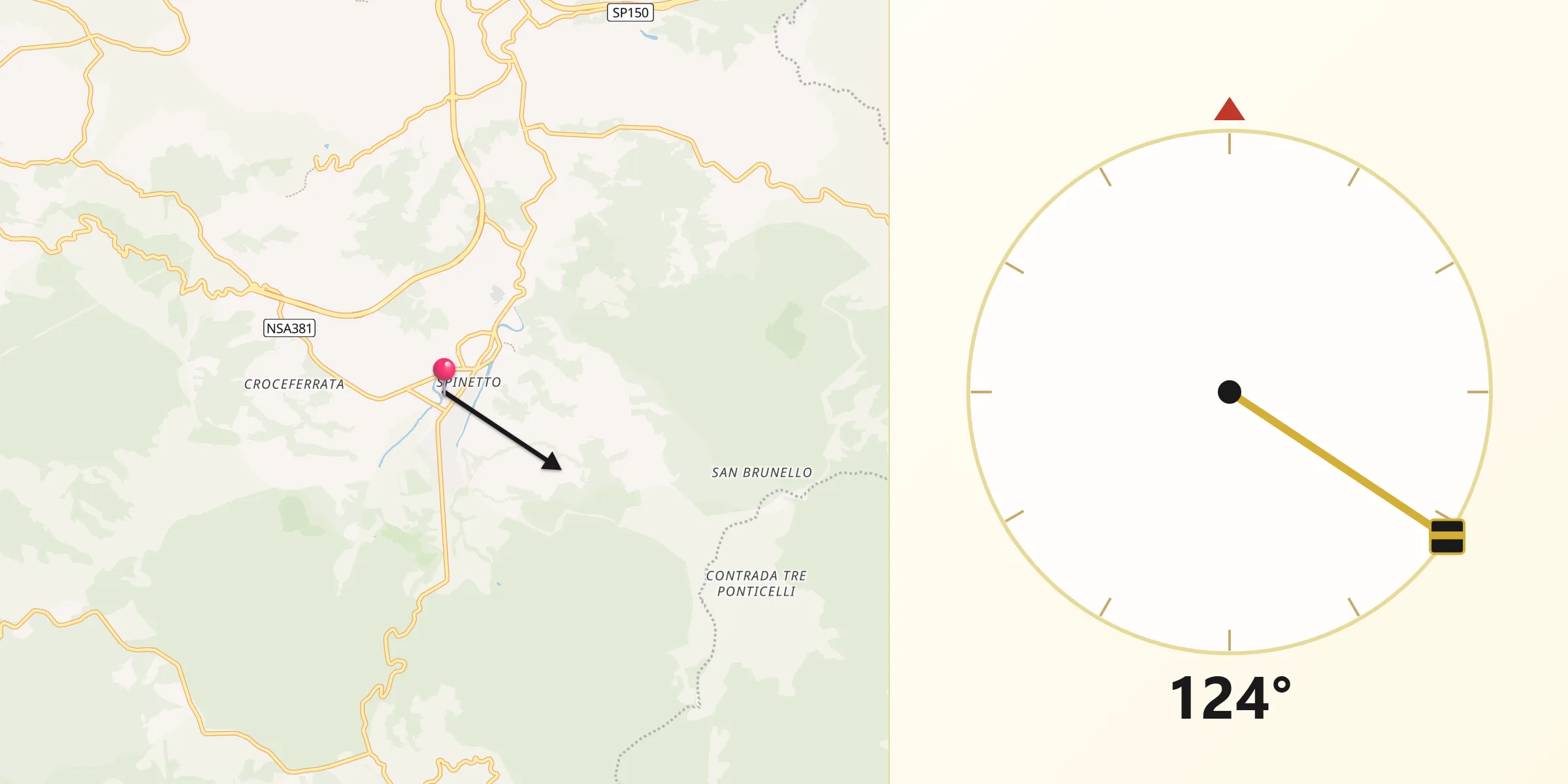 Direzione della Qibla da Serra San Bruno
