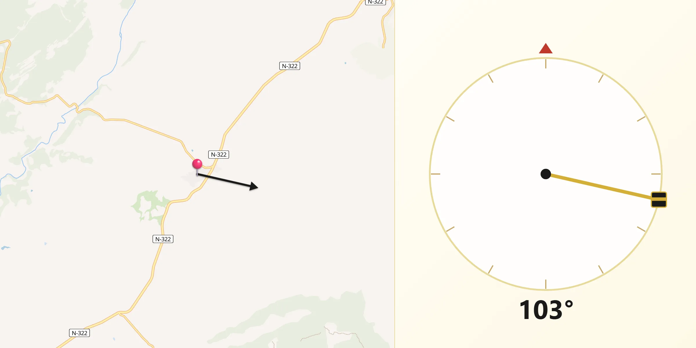 Dirección de la Qibla desde Villapalacios