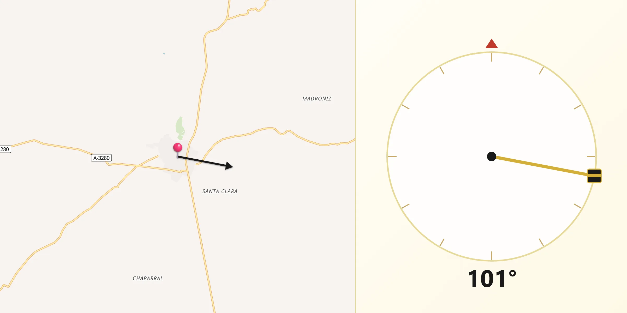 Dirección de la Qibla desde Belalcázar