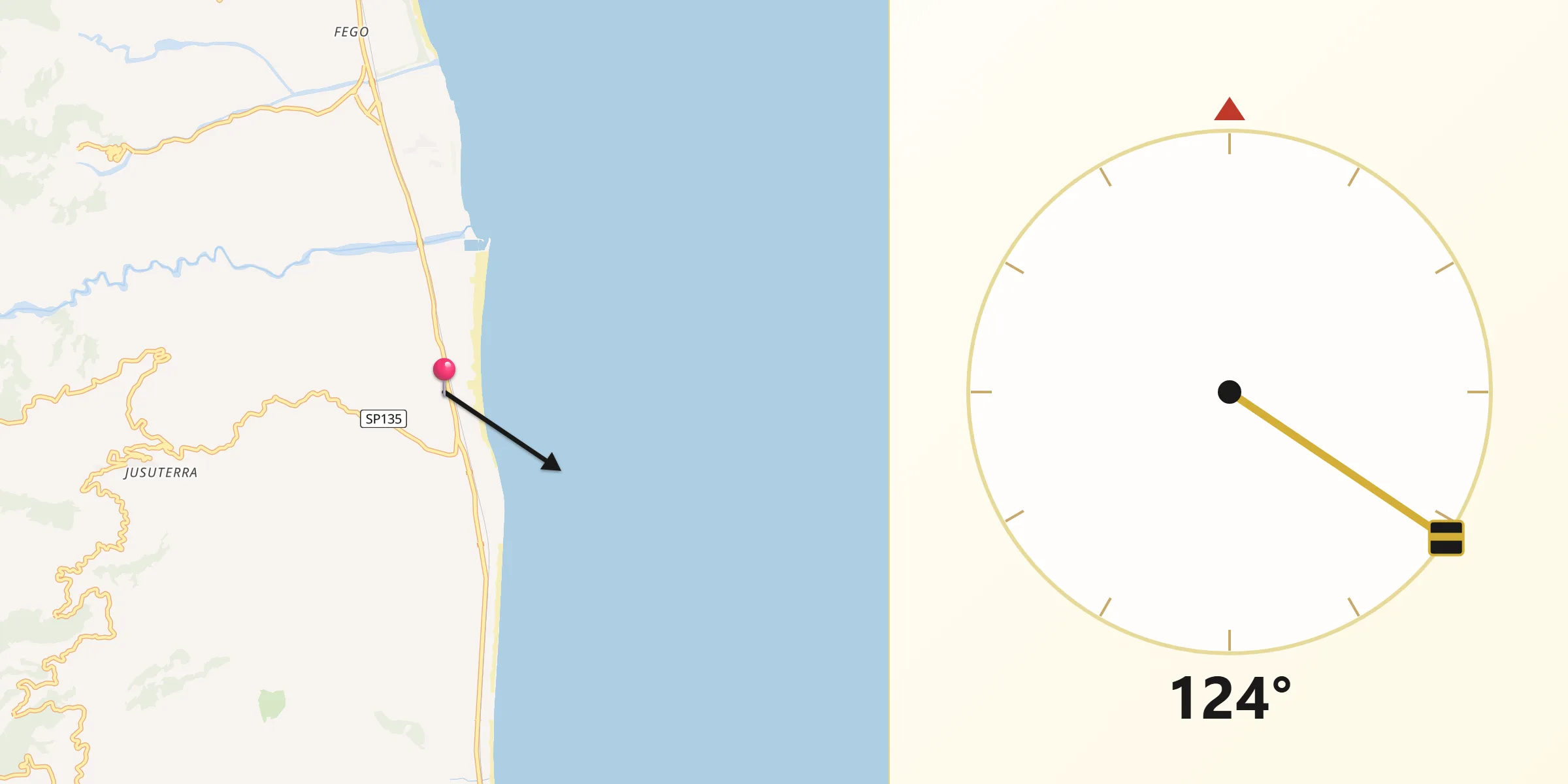 Direzione della Qibla da Badolato Marina