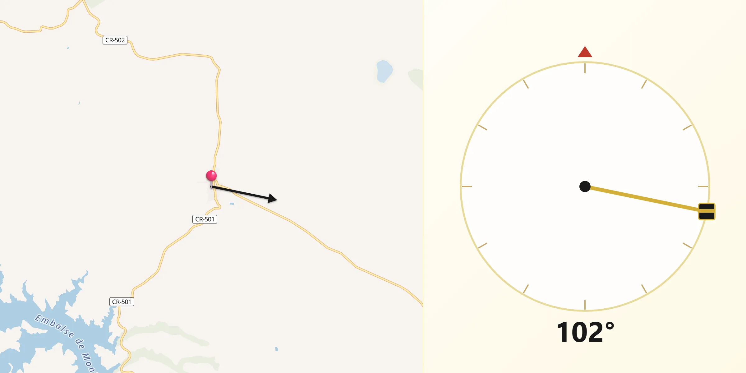 Dirección de la Qibla desde Mestanza