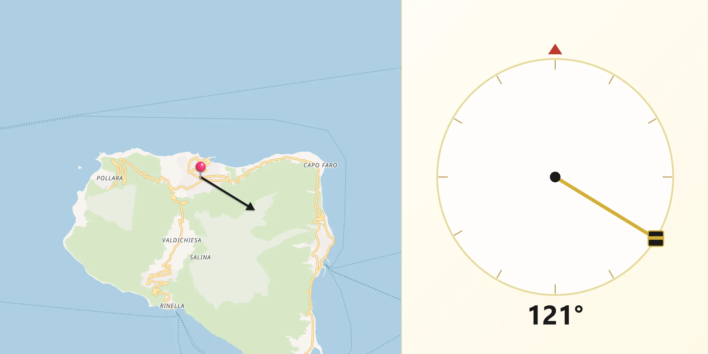 Direzione della Qibla da Malfa