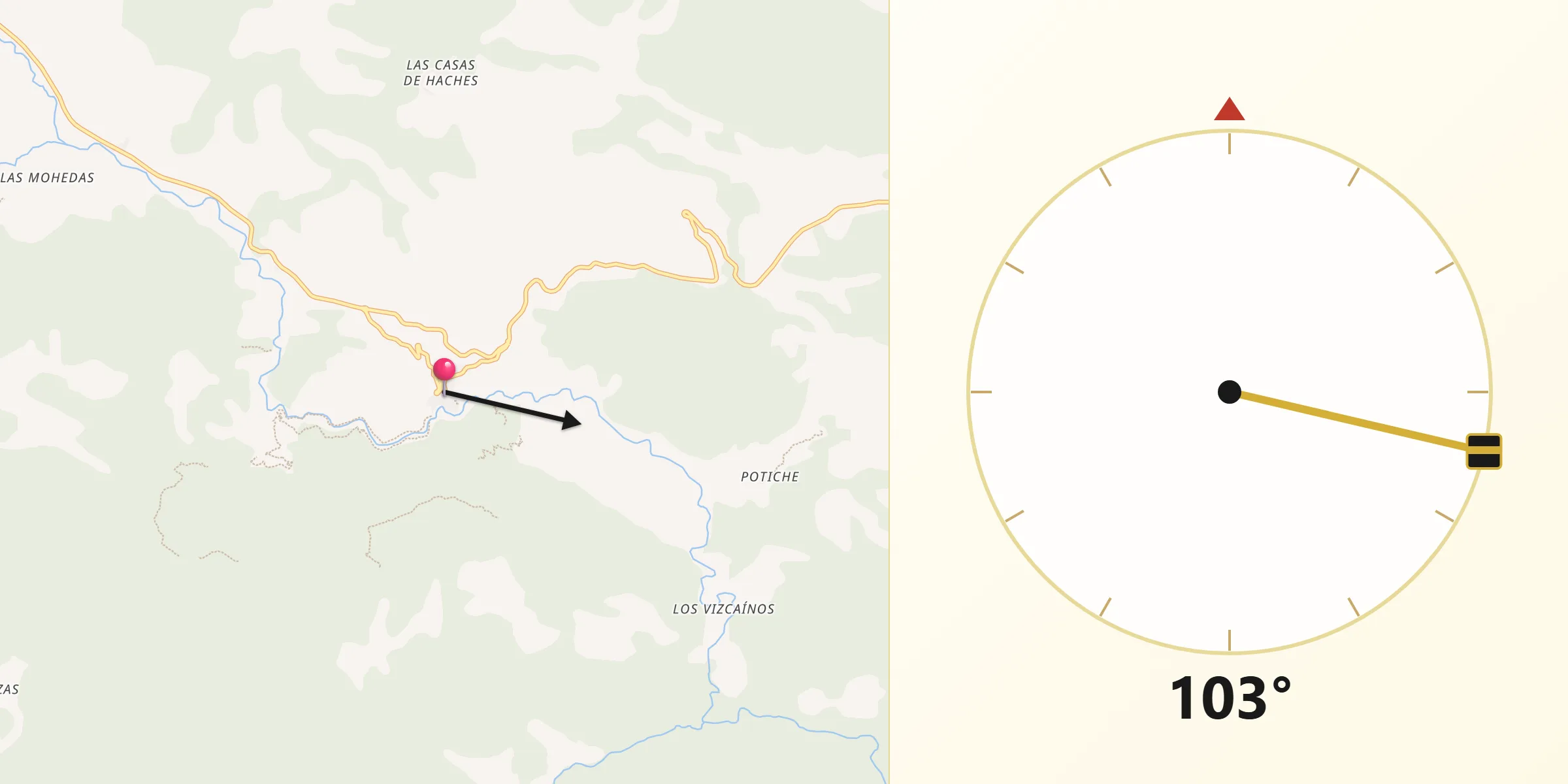 Dirección de la Qibla desde Bogarra
