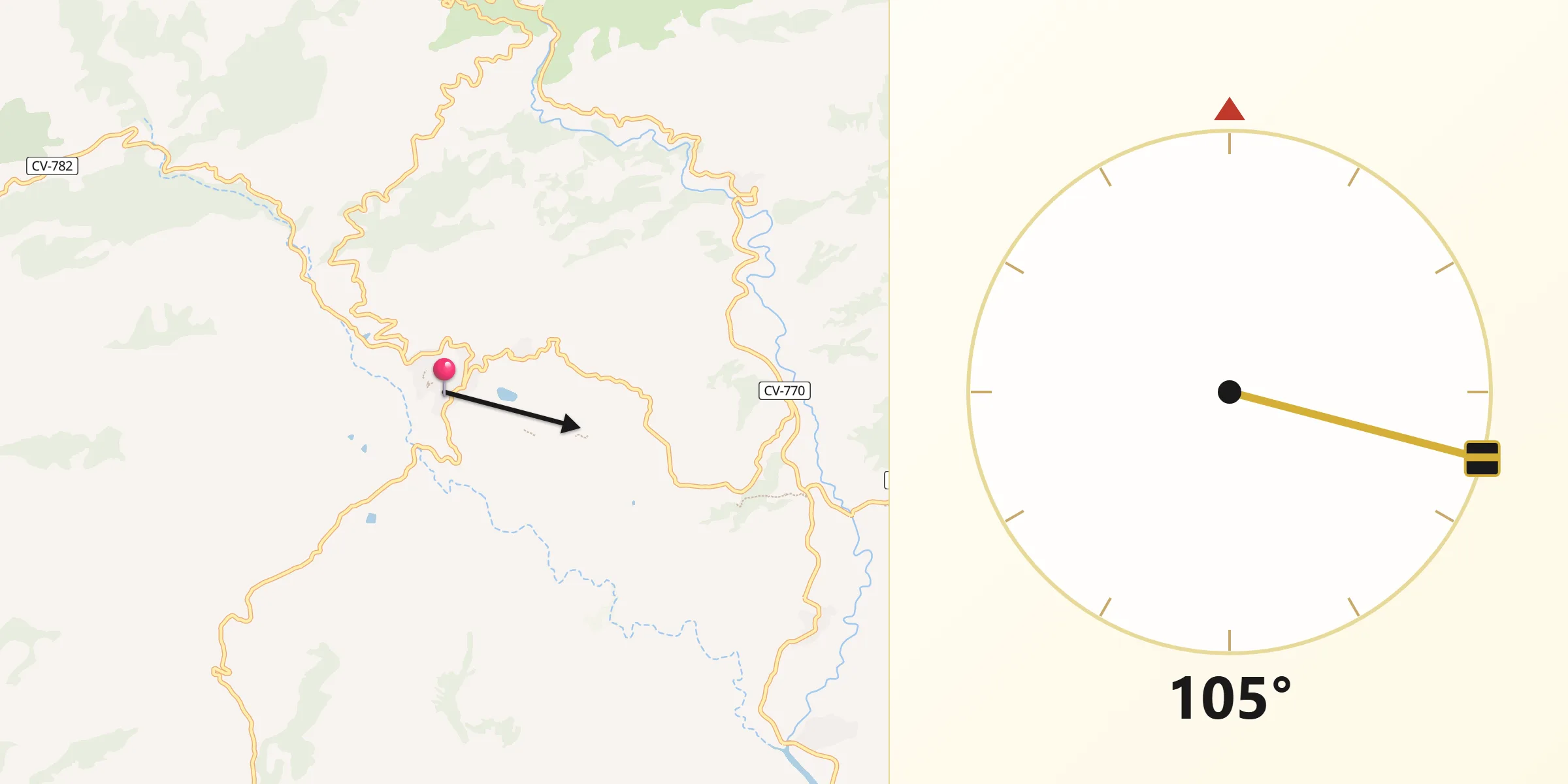 Dirección de la Qibla desde Relleu