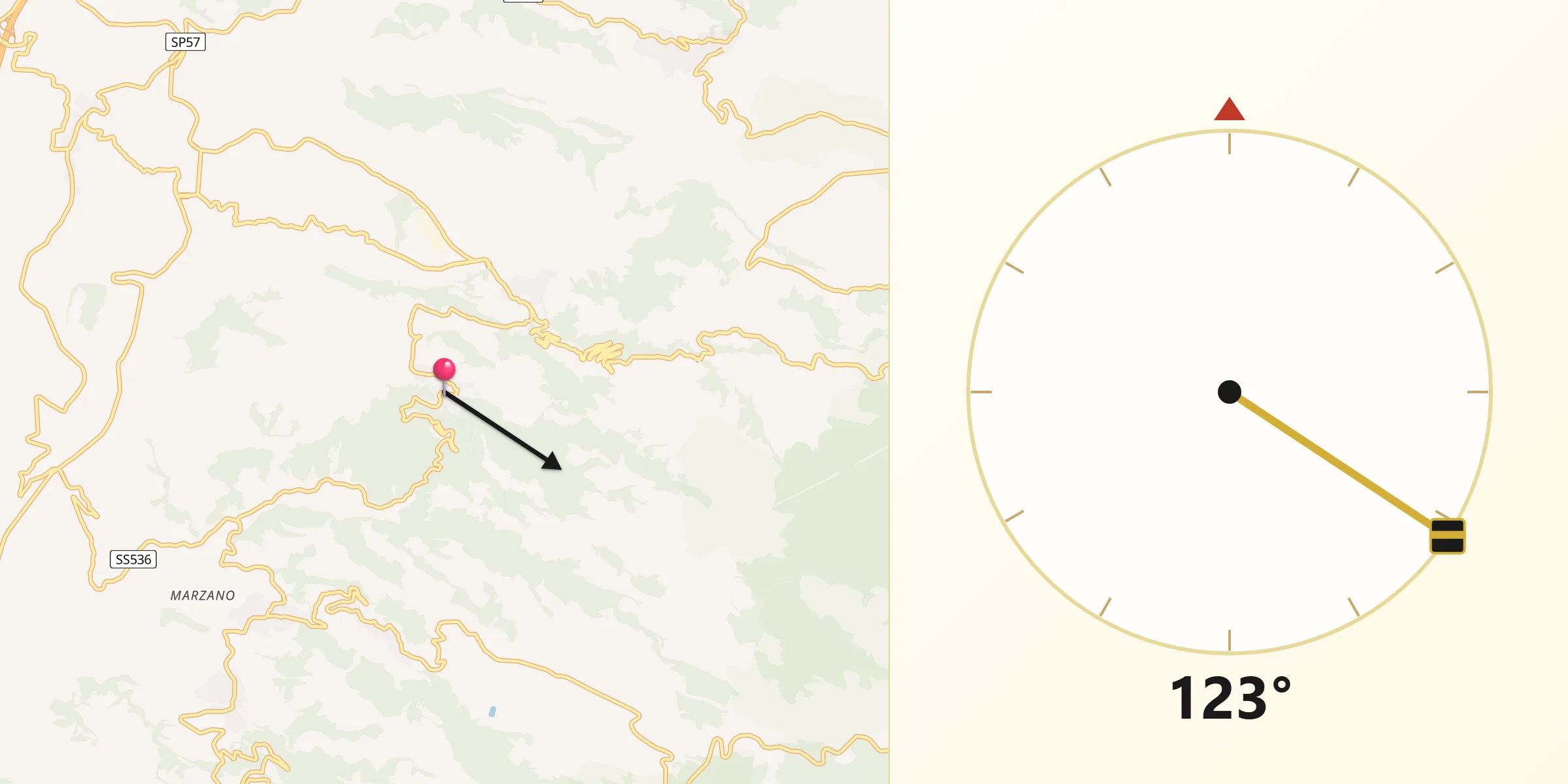 Direzione della Qibla da Gerocarne
