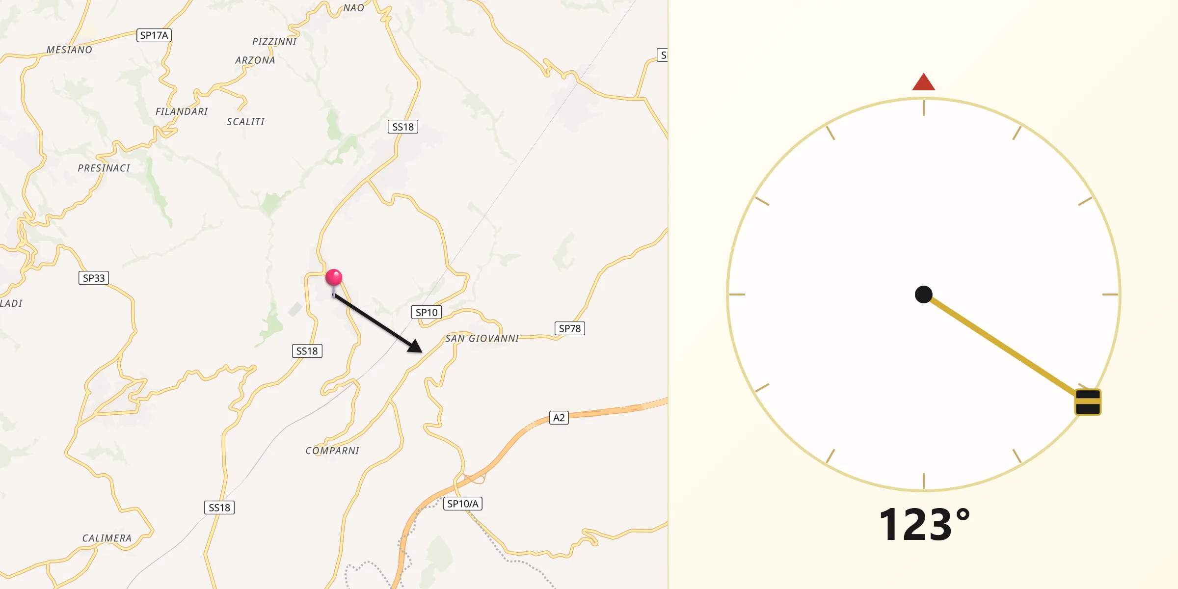 Direzione della Qibla da Paravati