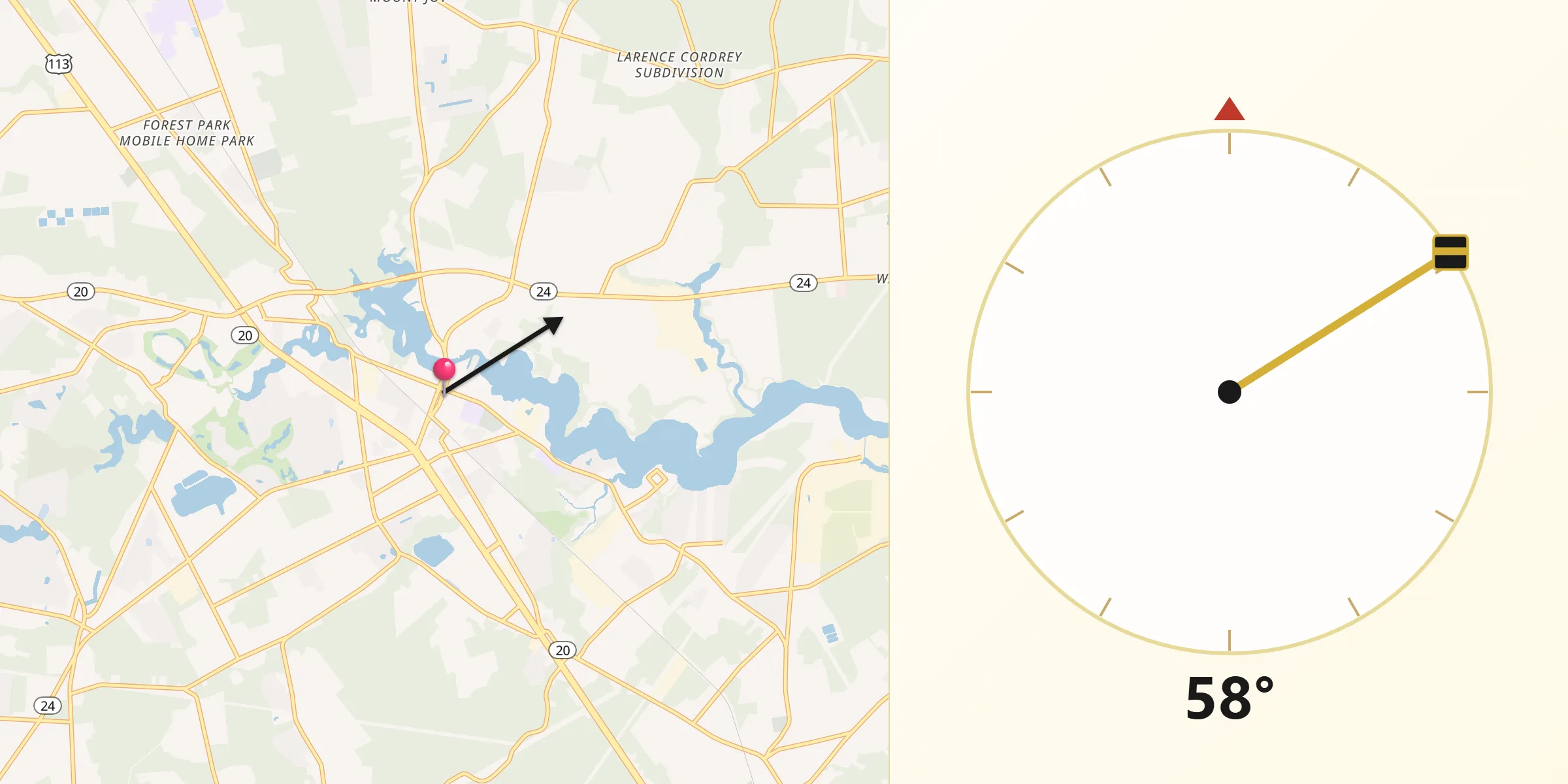 Qibla Direction from Millsboro