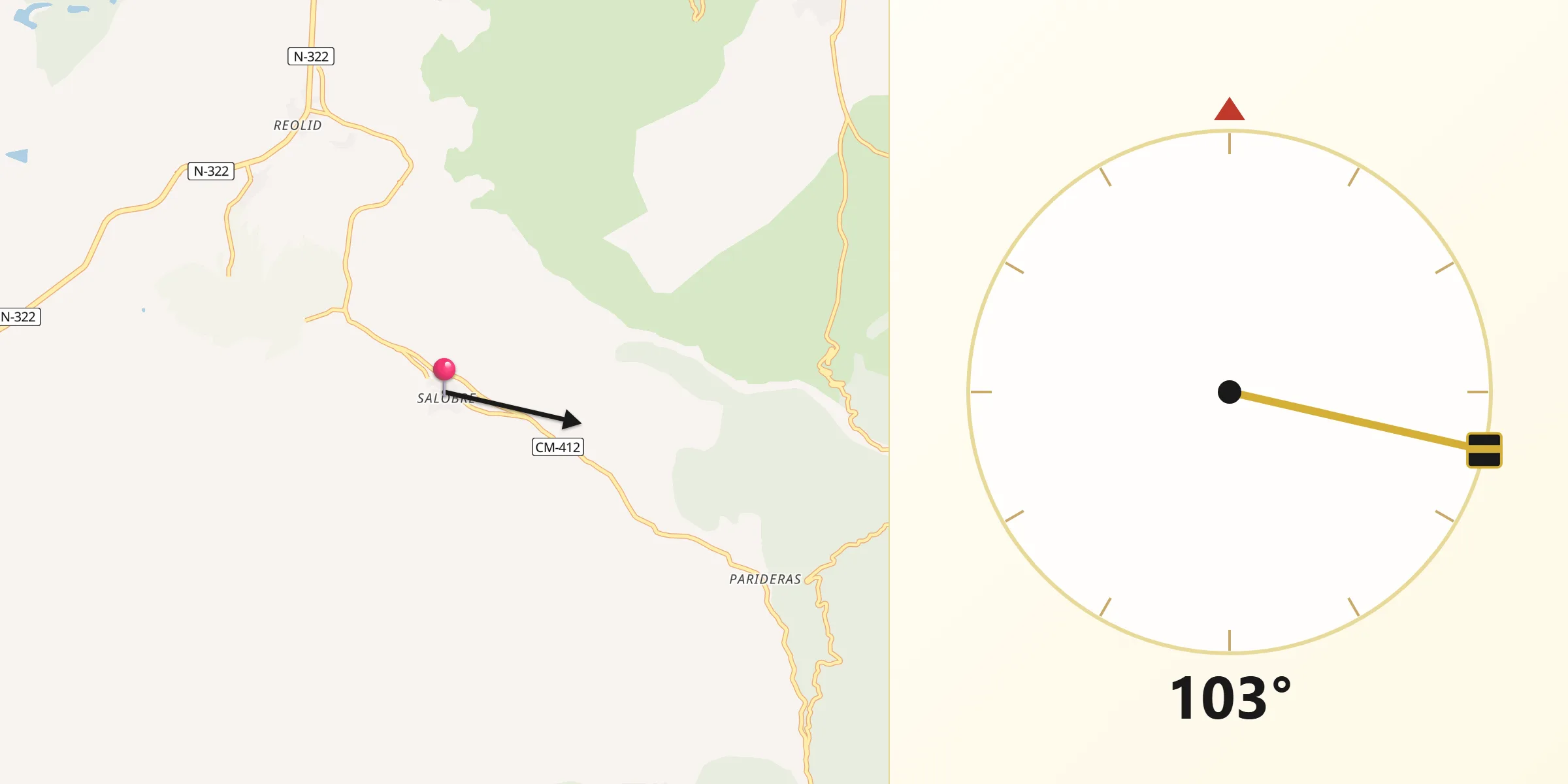 Dirección de la Qibla desde Salobre