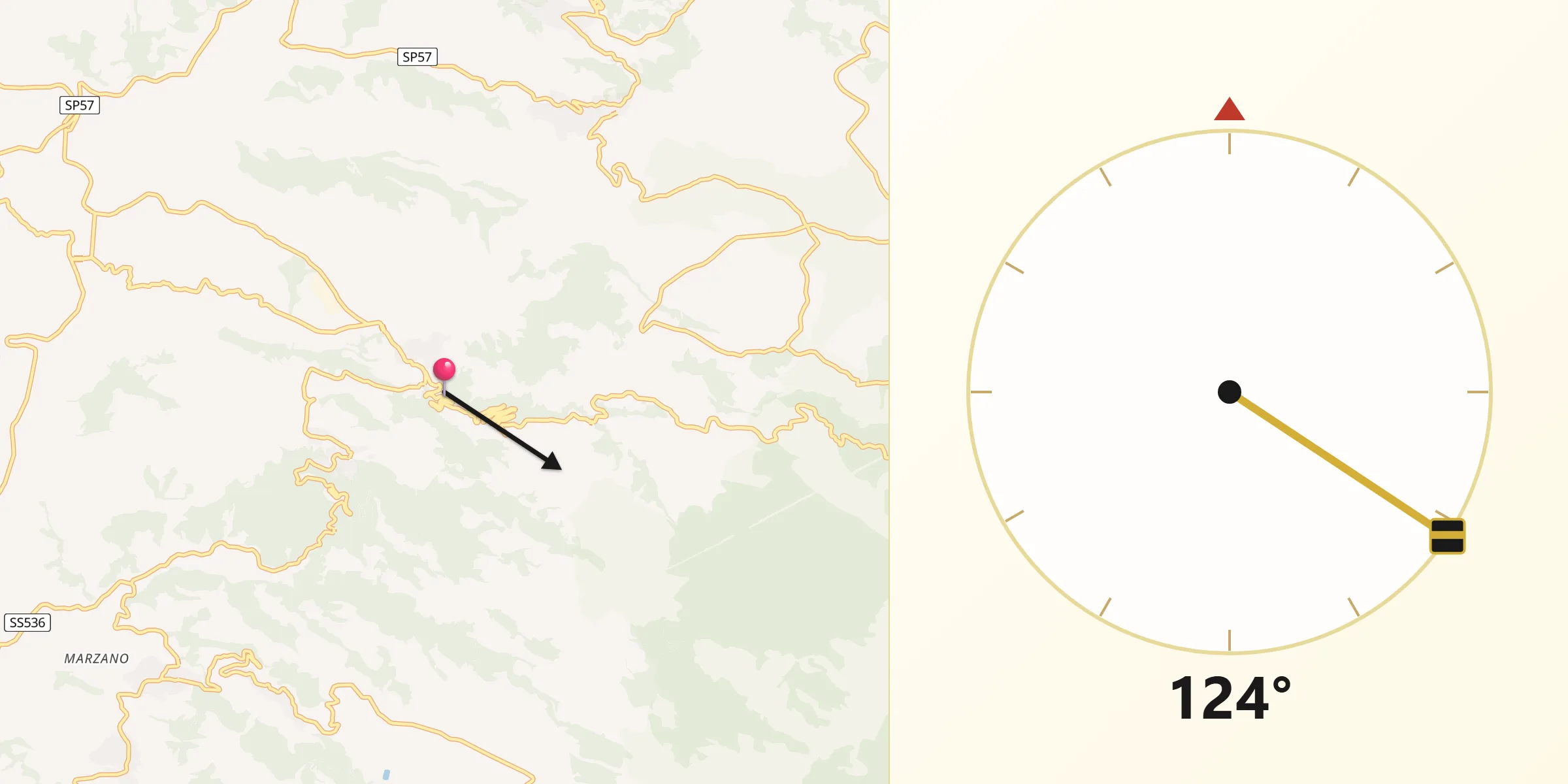 Direzione della Qibla da Sorianello
