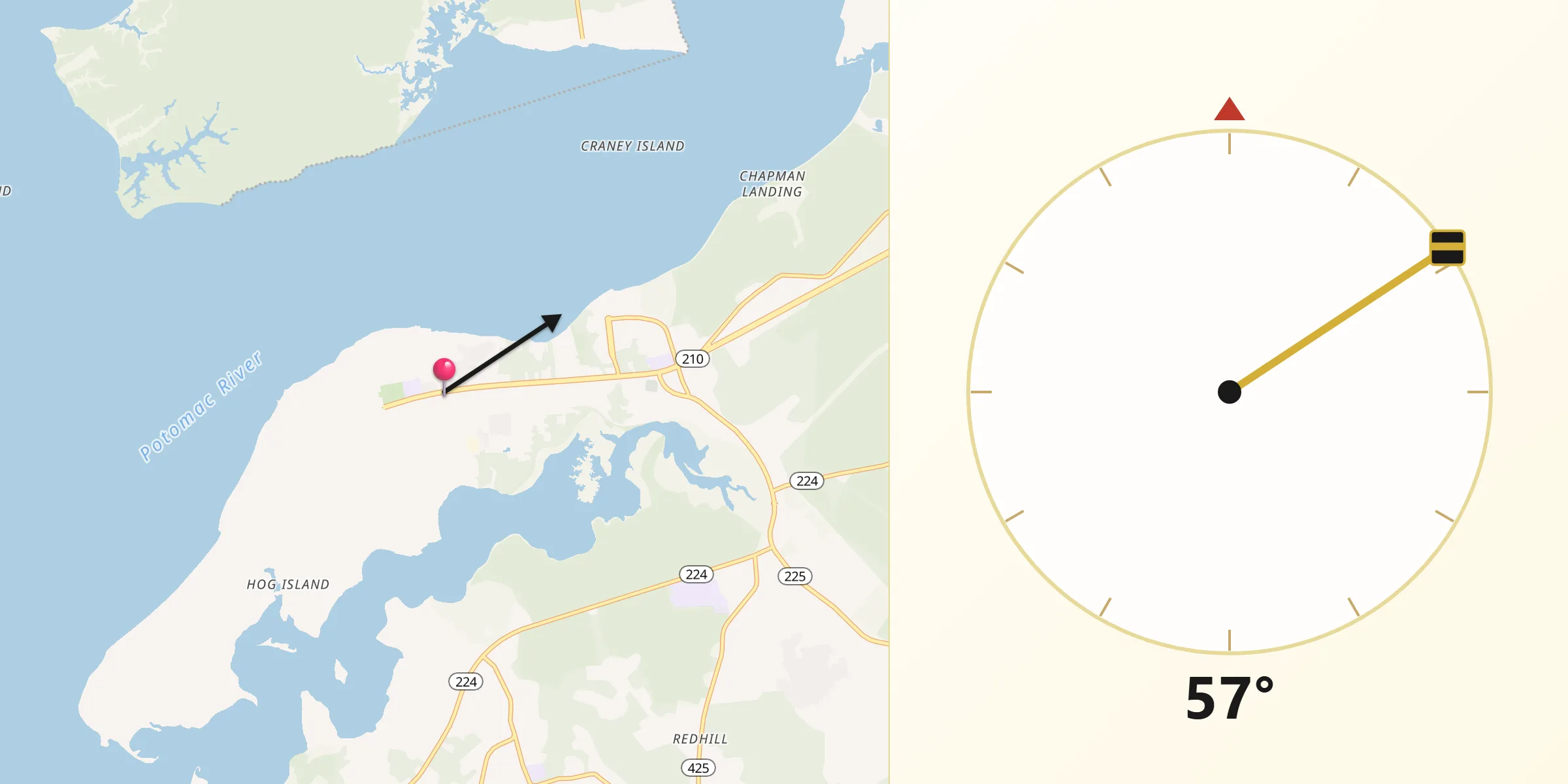 Qibla Direction from Indian Head