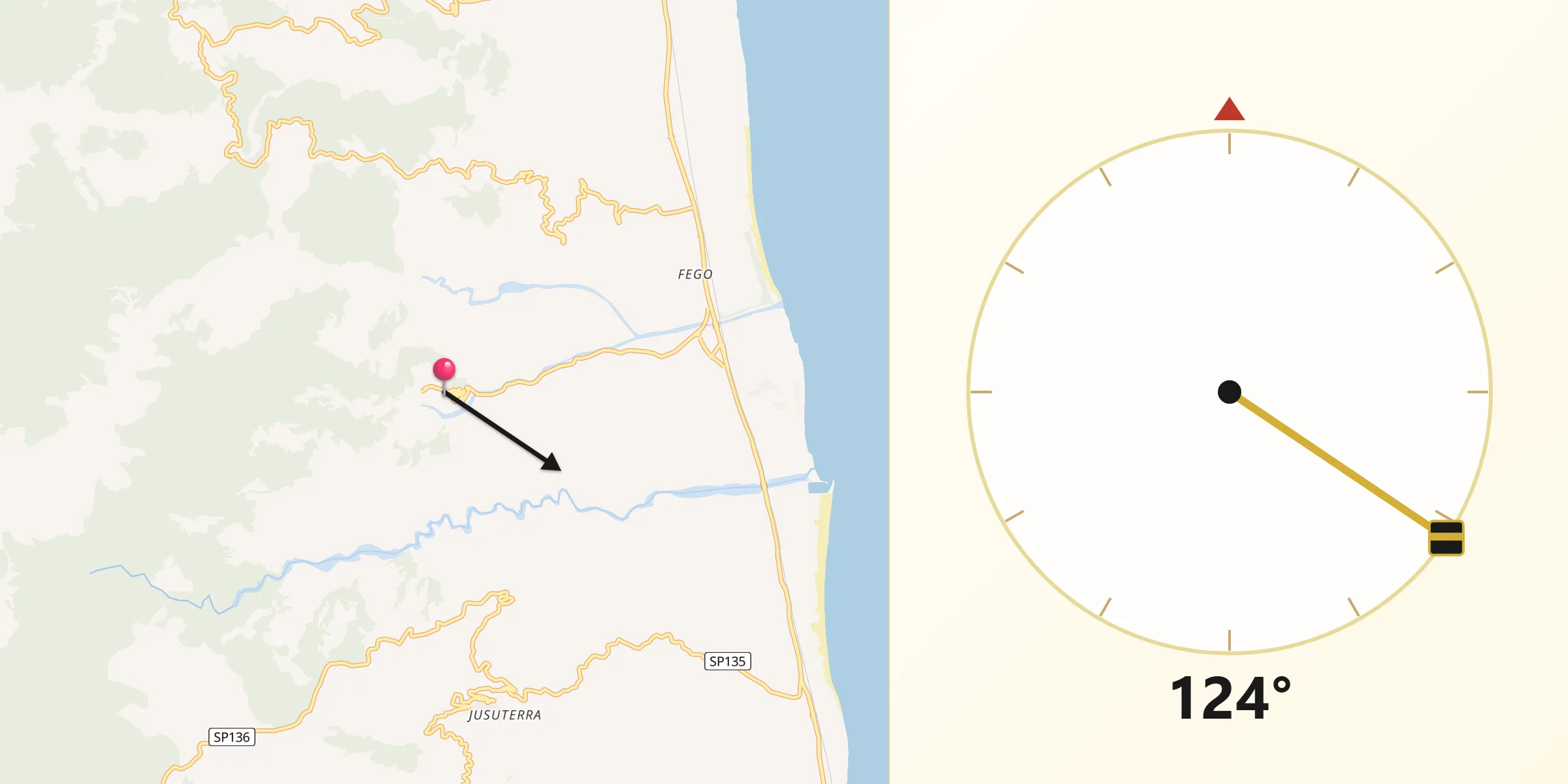 Direzione della Qibla da Isca sullo Ionio