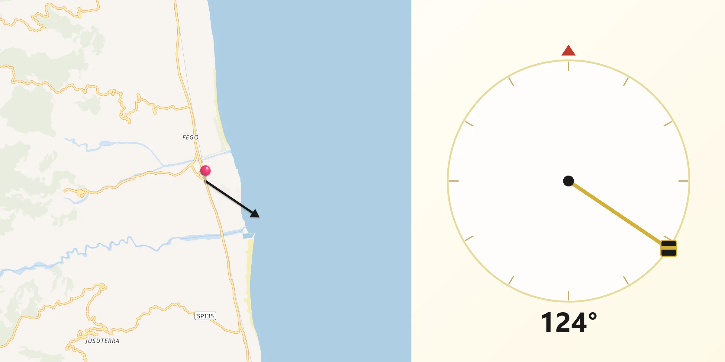 Direzione della Qibla da Isca Marina